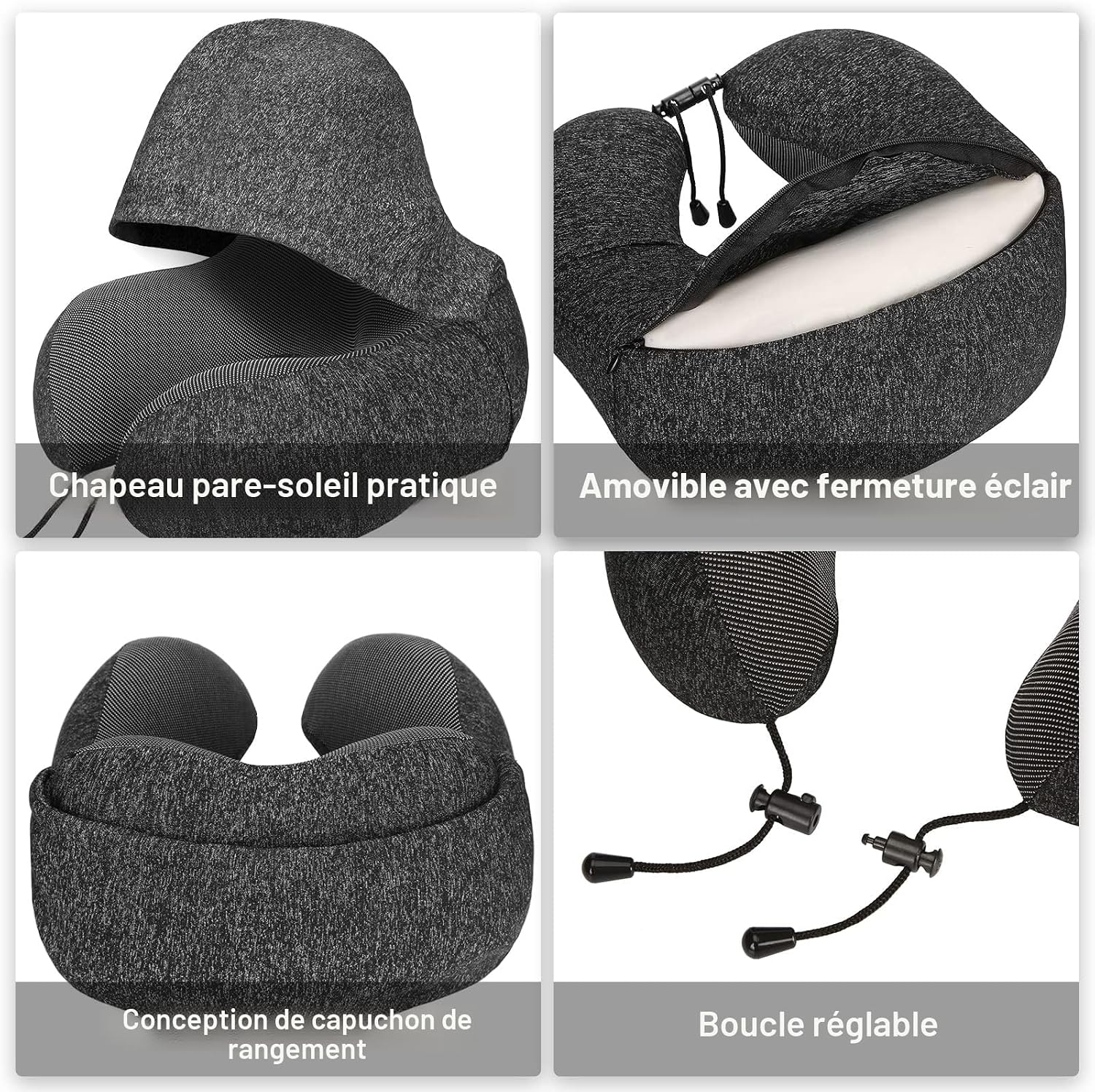 Coussin de Voyage en Mousse à Mémoire de Forme avec Capuche - وسادة سفر طبية بميموري فوم وغطاء رأس 7