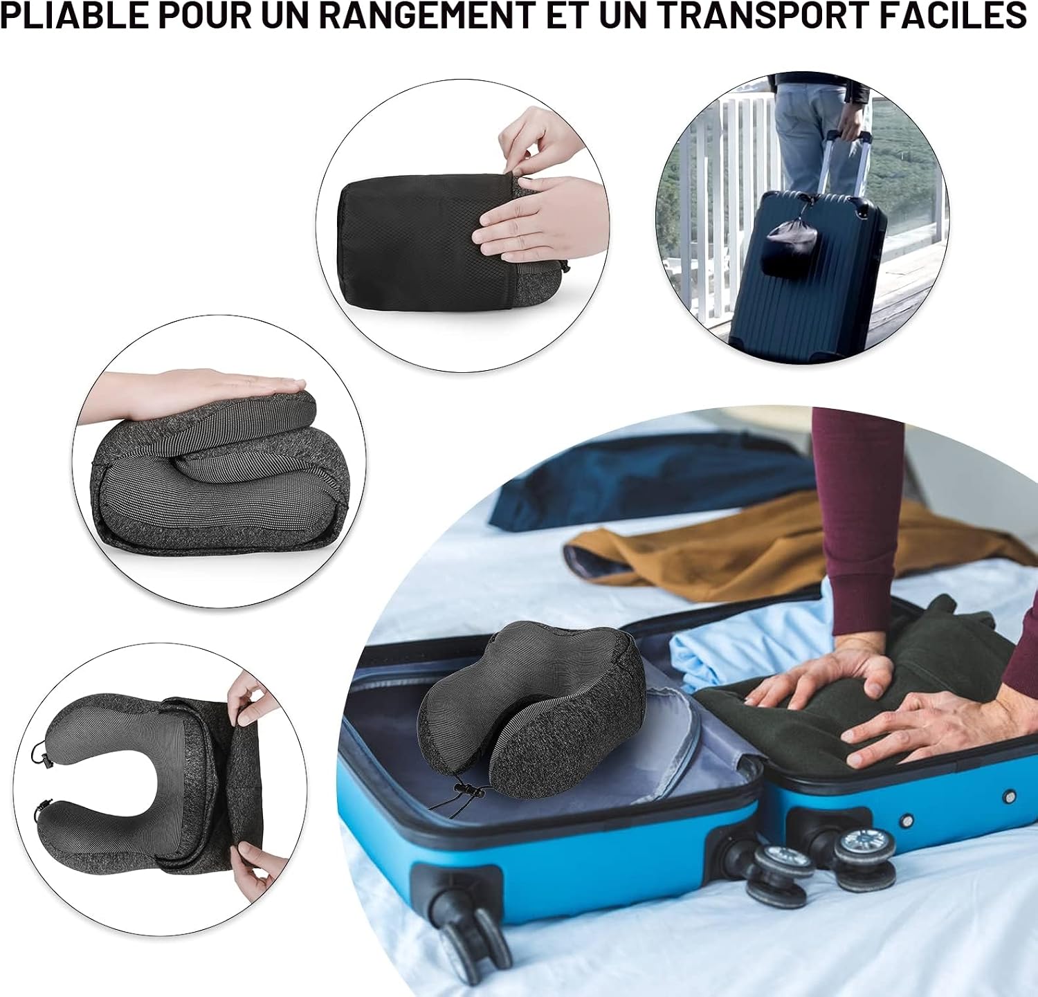 Coussin de Voyage en Mousse à Mémoire de Forme avec Capuche - وسادة سفر طبية بميموري فوم وغطاء رأس - 1