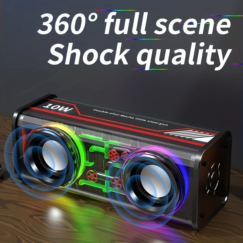 Haut-Parleur Bluetooth 5.3 Lumineux avec Boîtier Transparent - مكبر صوت بلوتوث لاسلكي شفاف مع إضاءة ملونة وسماعات مضاعفة 6