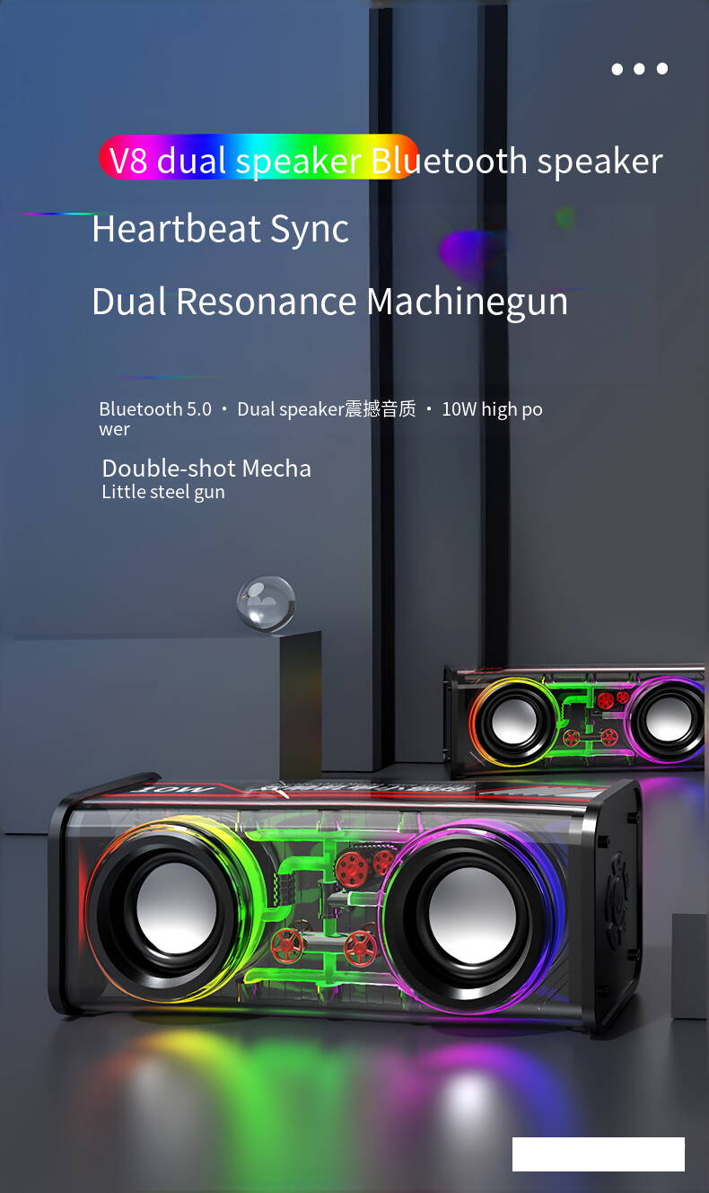 Haut-Parleur Bluetooth 5.3 Lumineux avec Boîtier Transparent - مكبر صوت بلوتوث لاسلكي شفاف مع إضاءة ملونة وسماعات مضاعفة - 4