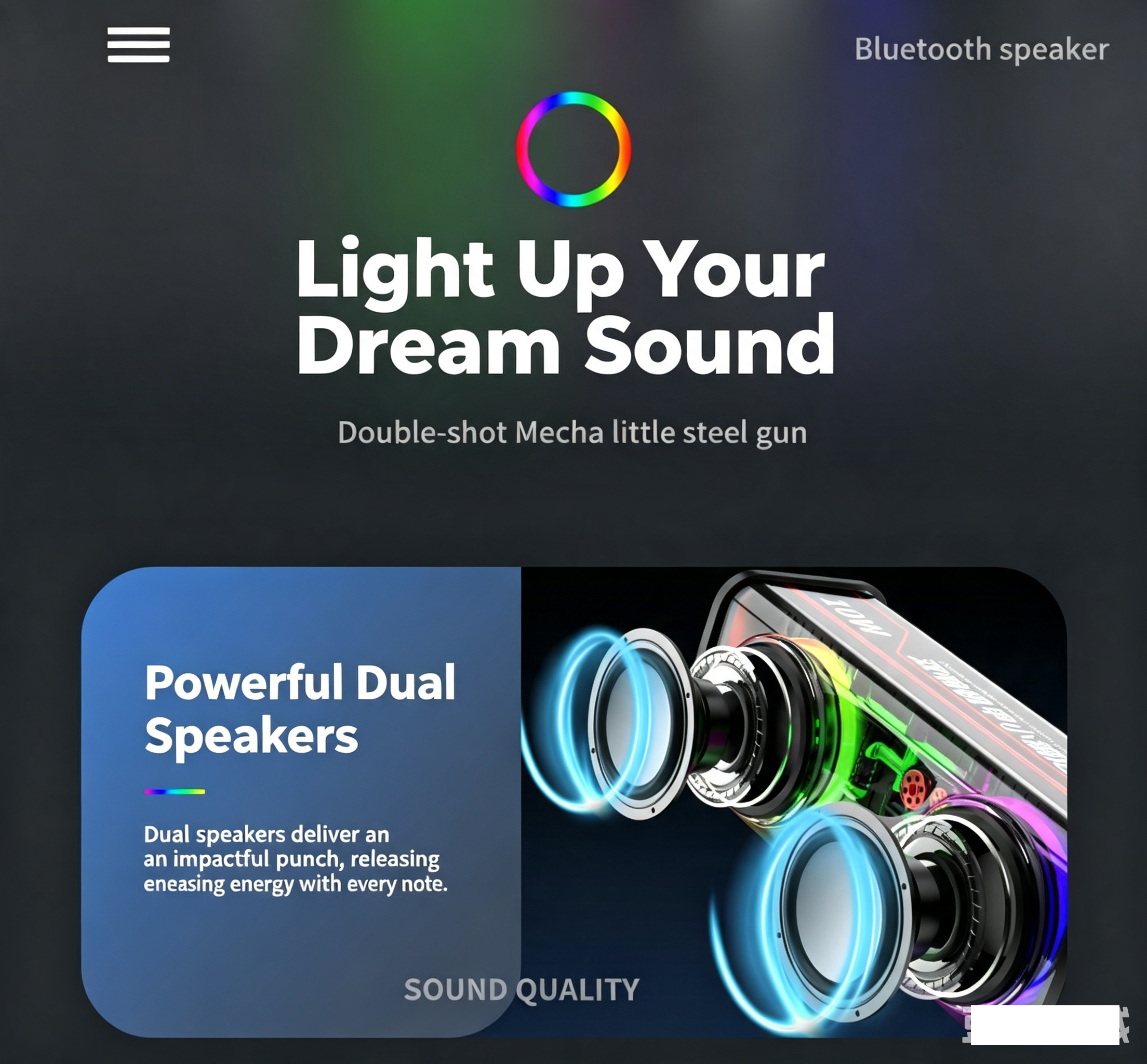 Haut-Parleur Bluetooth 5.3 Lumineux avec Boîtier Transparent - مكبر صوت بلوتوث لاسلكي شفاف مع إضاءة ملونة وسماعات مضاعفة - 8