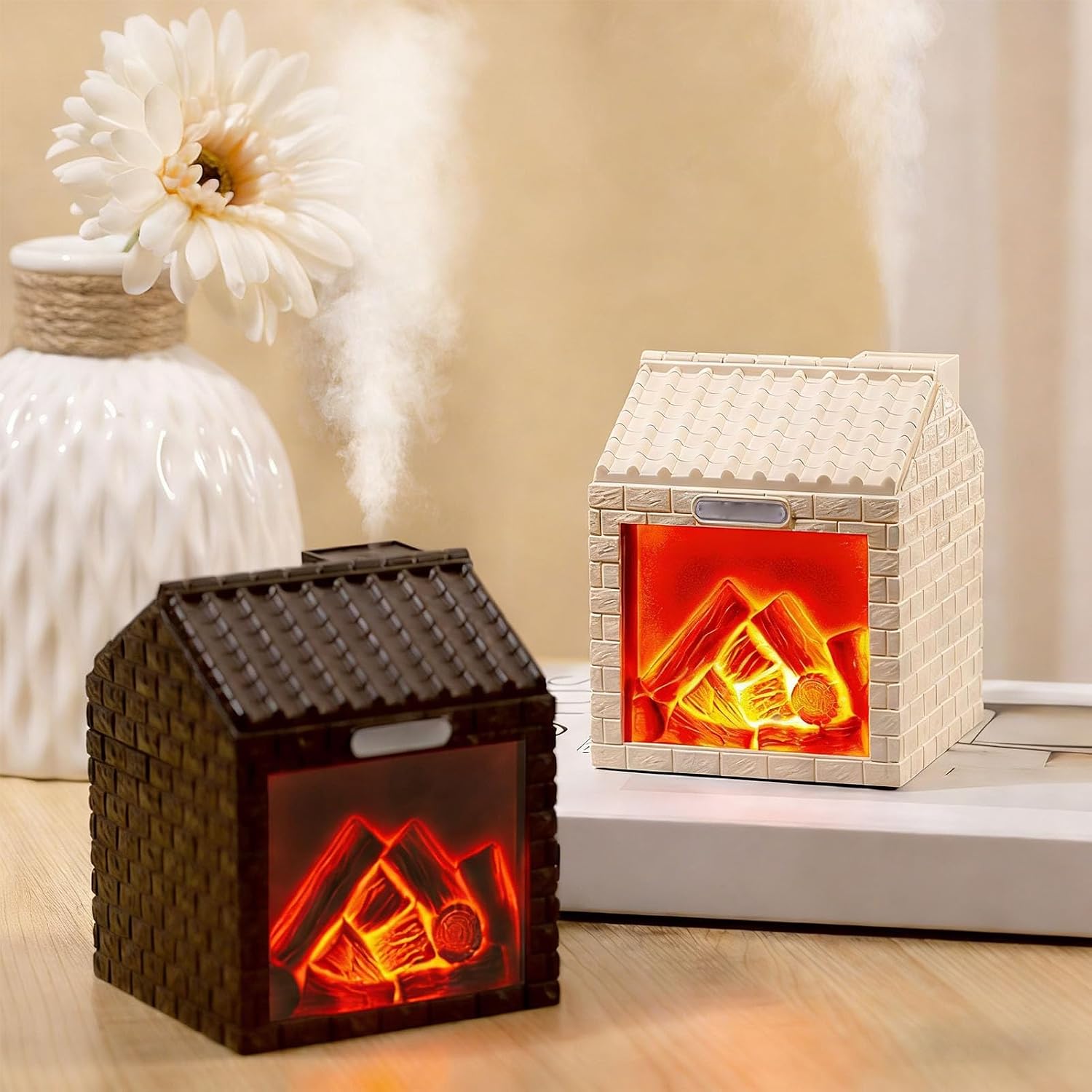 Mini Humidificateur d'Air Effet Flamme de Cheminée - مرطب ومطري جو مكتبي صغير بتأثير لهب النار 6
