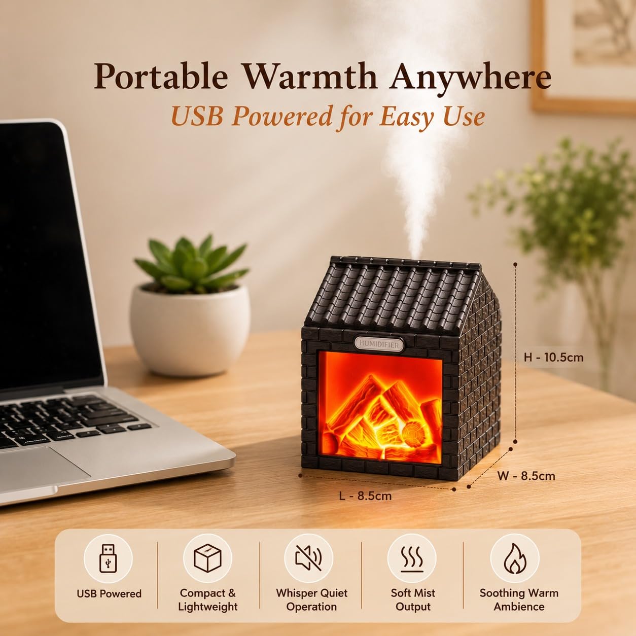 Mini Humidificateur d'Air Effet Flamme de Cheminée - مرطب ومطري جو مكتبي صغير بتأثير لهب النار 8
