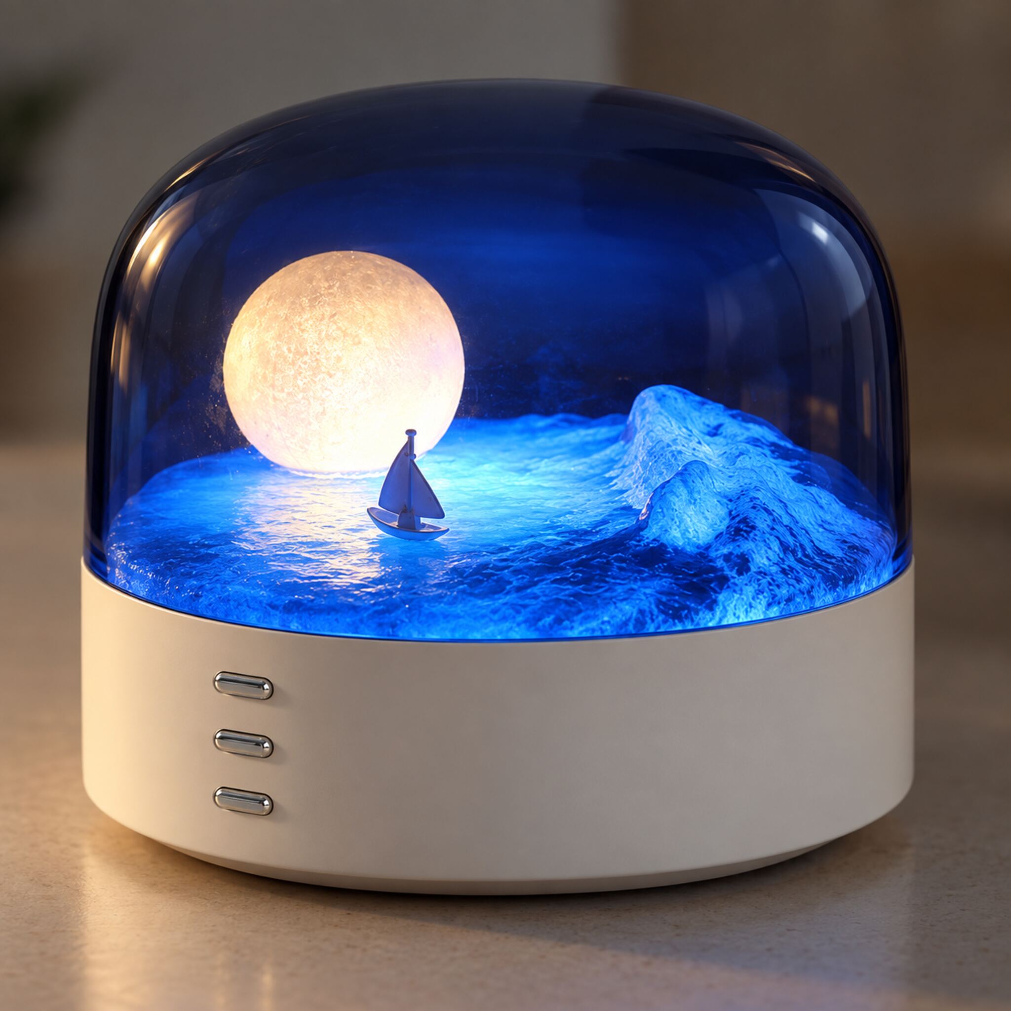 Veilleuse LED Lune et Mer avec Bluetooth Rechargeable Type-C - مصباح ليلي بتصميم القمر والبحر مع بلوتوث قابل للشحن 4