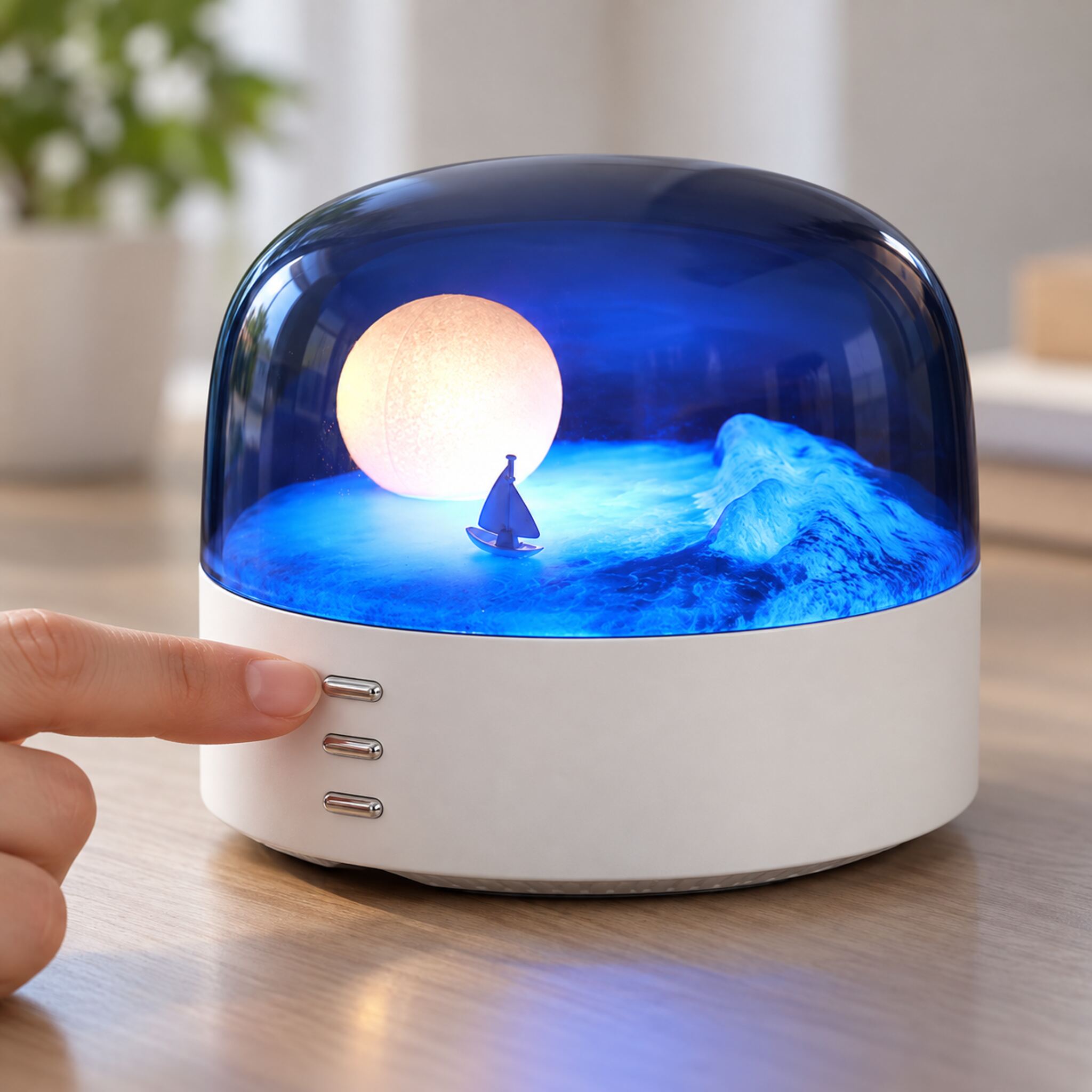 Veilleuse LED Lune et Mer avec Bluetooth Rechargeable Type-C - مصباح ليلي بتصميم القمر والبحر مع بلوتوث قابل للشحن 7
