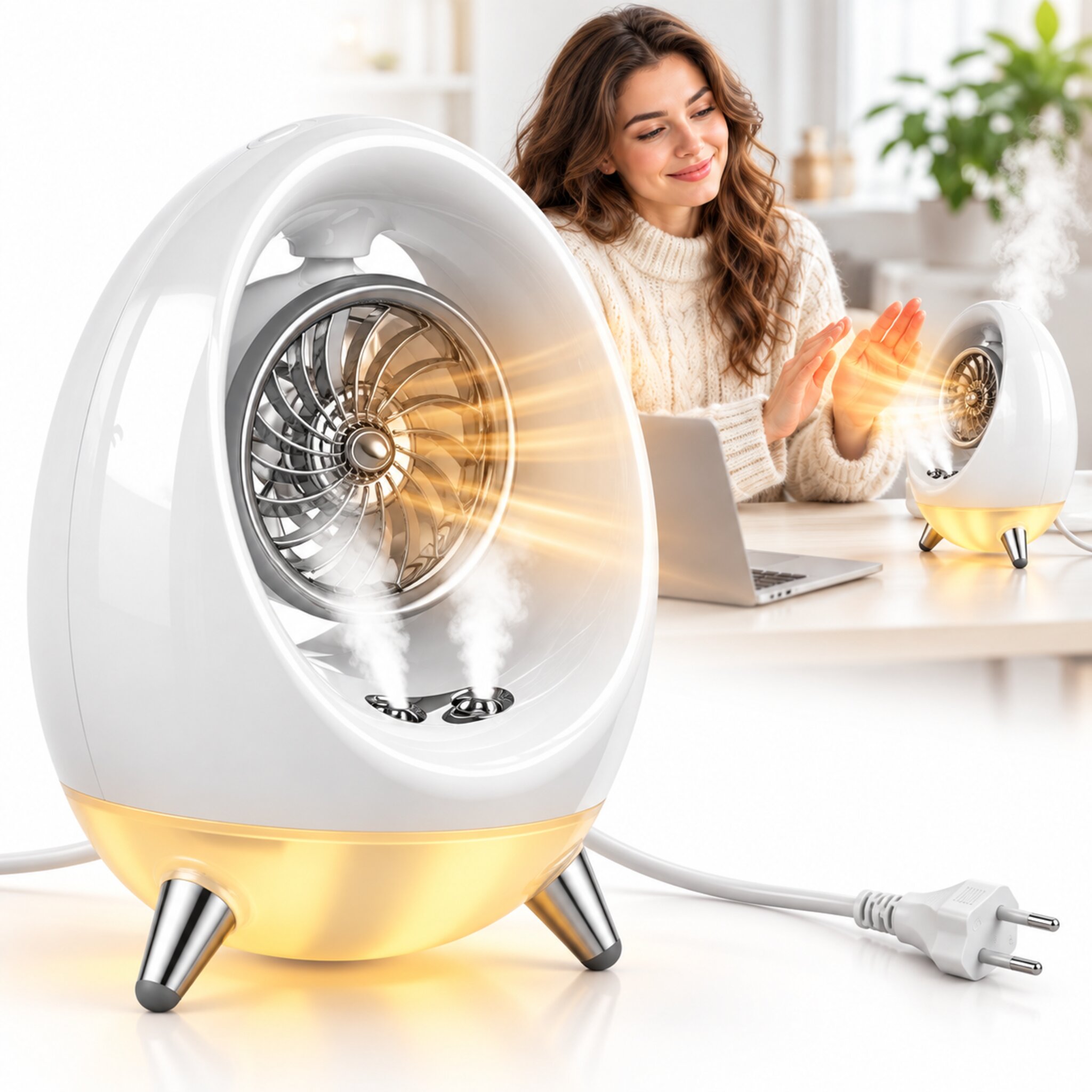 Chauffage Soufflant de Bureau 500W avec Humidificateur - مدفئة مكتبية 500 واط مع مروحة ورذاذ ترطيب 2
