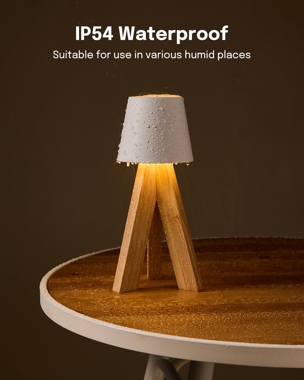 Lampe de Table LED Décorative en Bois, Rechargeable et Tactile — مصباح طاولة خشبي ديكوري قابل للشحن بالتحكم باللمس - 3