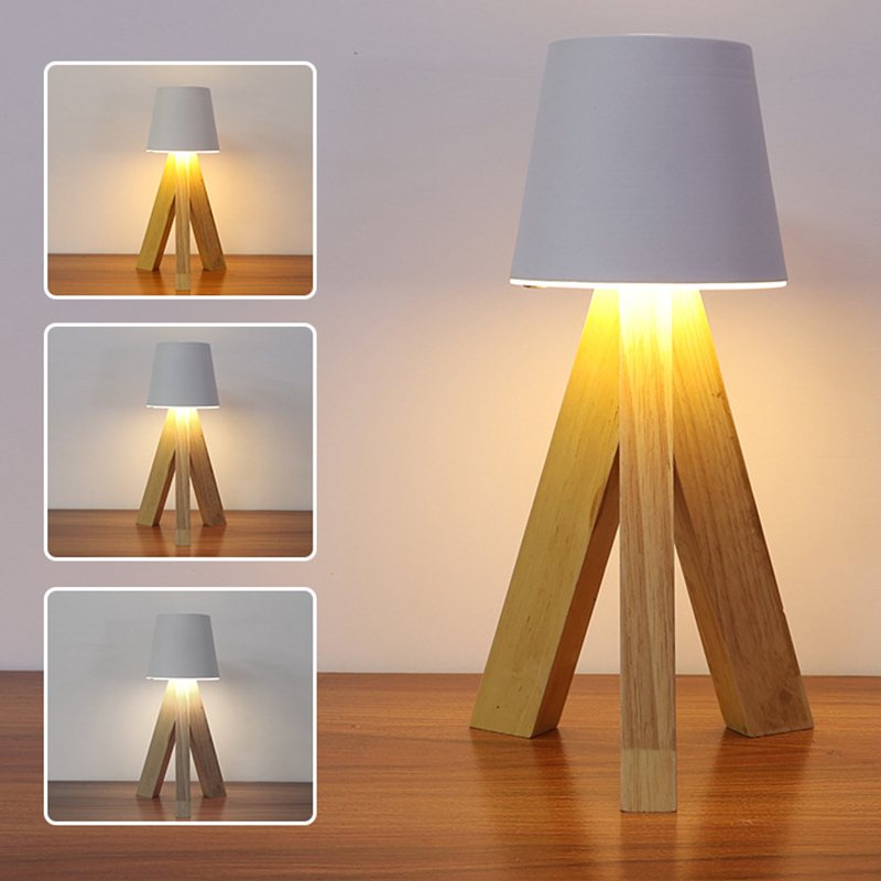 Lampe de Table LED Décorative en Bois, Rechargeable et Tactile — مصباح طاولة خشبي ديكوري قابل للشحن بالتحكم باللمس - 8