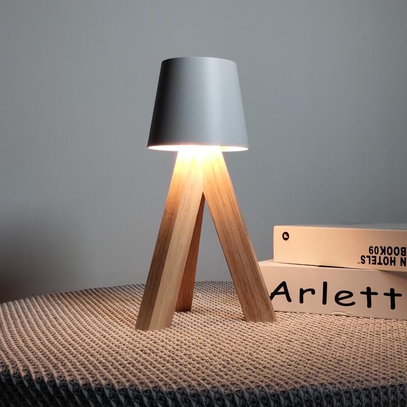 Lampe de Table LED Décorative en Bois, Rechargeable et Tactile — مصباح طاولة خشبي ديكوري قابل للشحن بالتحكم باللمس - 12