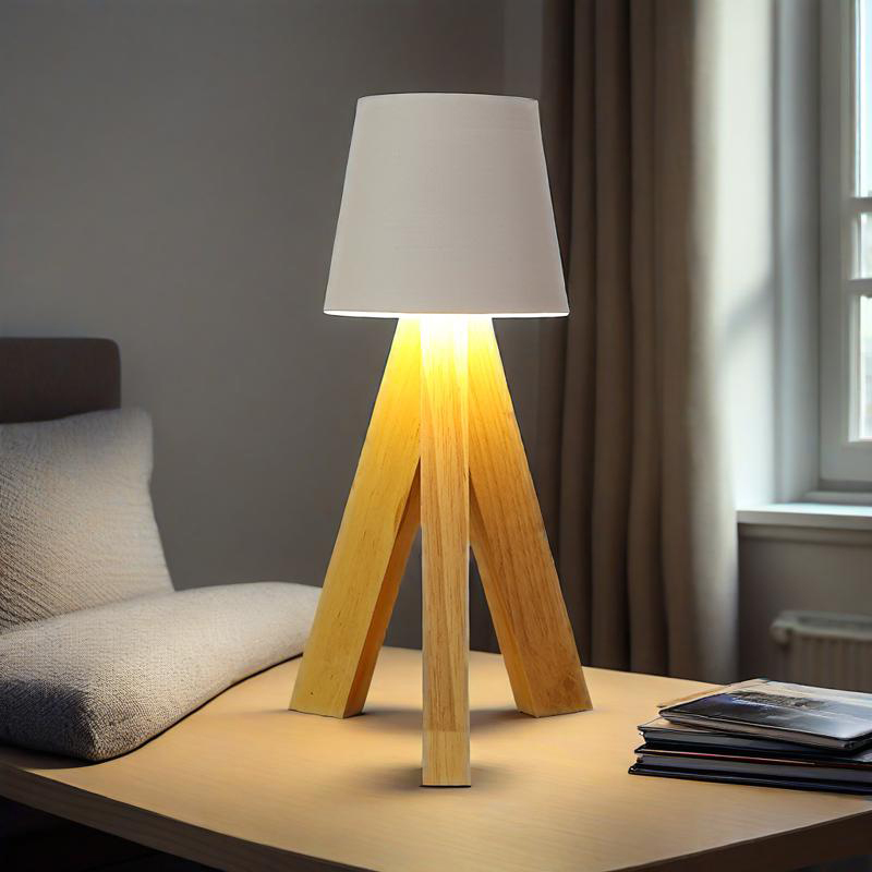 Lampe de Table LED Décorative en Bois, Rechargeable et Tactile — مصباح طاولة خشبي ديكوري قابل للشحن بالتحكم باللمس 7