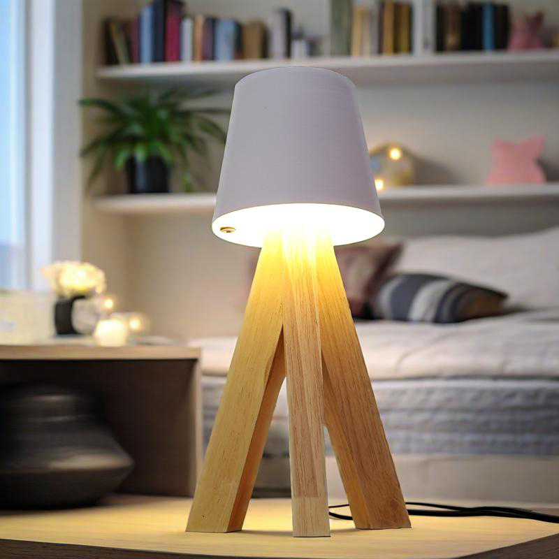 Lampe de Table LED Décorative en Bois, Rechargeable et Tactile — مصباح طاولة خشبي ديكوري قابل للشحن بالتحكم باللمس 8