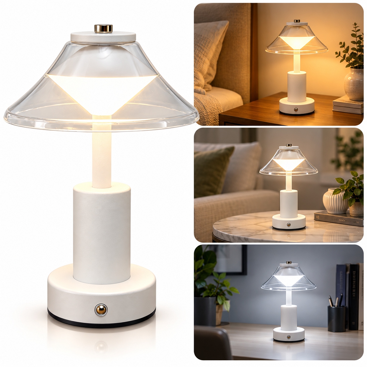 Lampe de Table Sans Fil Rechargeable à LED YLT-5157 - مصباح طاولة لاسلكي ثلاثي الألوان 1