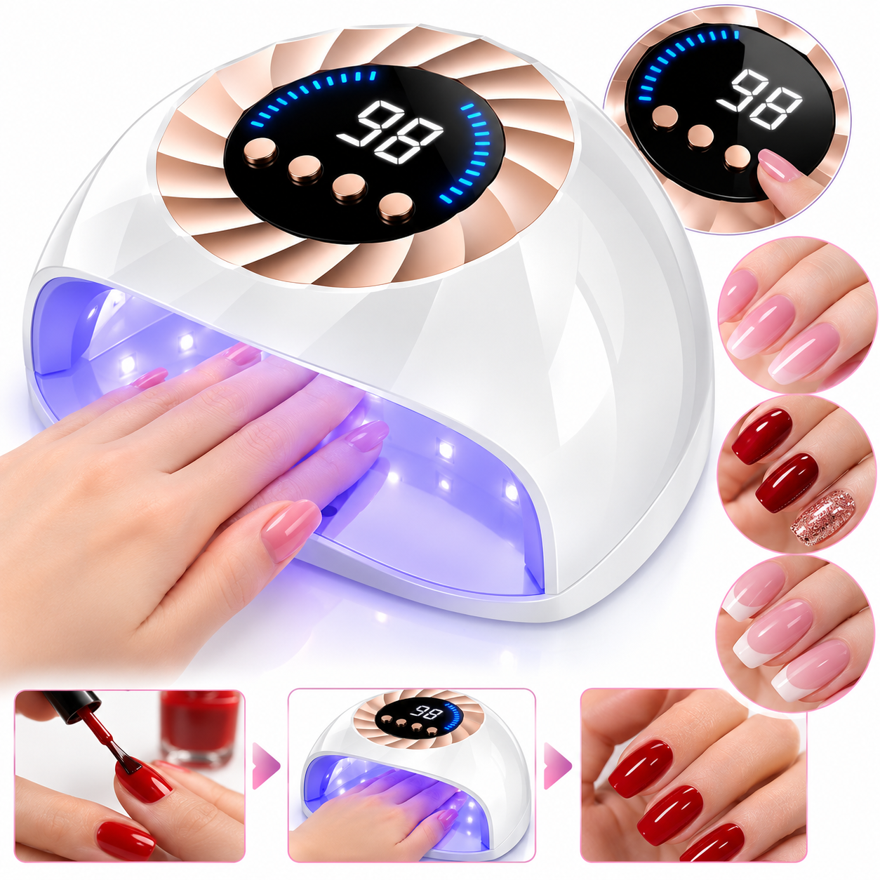 Lampe à Ongles UV LED 268W avec Capteur Automatique et 4 Minuteries – مصباح العناية بالأظافر 1
