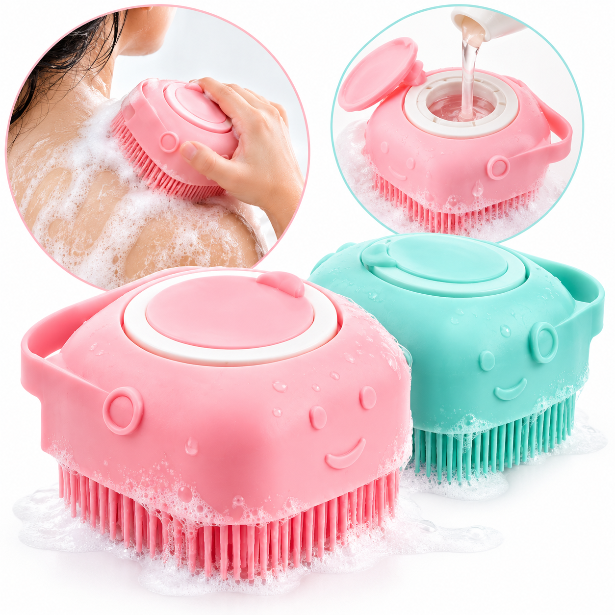 Brosse de Nettoyage et Distributeur De Shampoing en Silicone - فرشاة الحمام من السيليكون 2