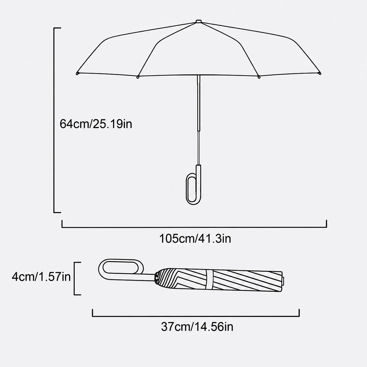 Parapluie pliant coupe-vent avec ouverture et fermeture automatiques et poignée en boucle 7
