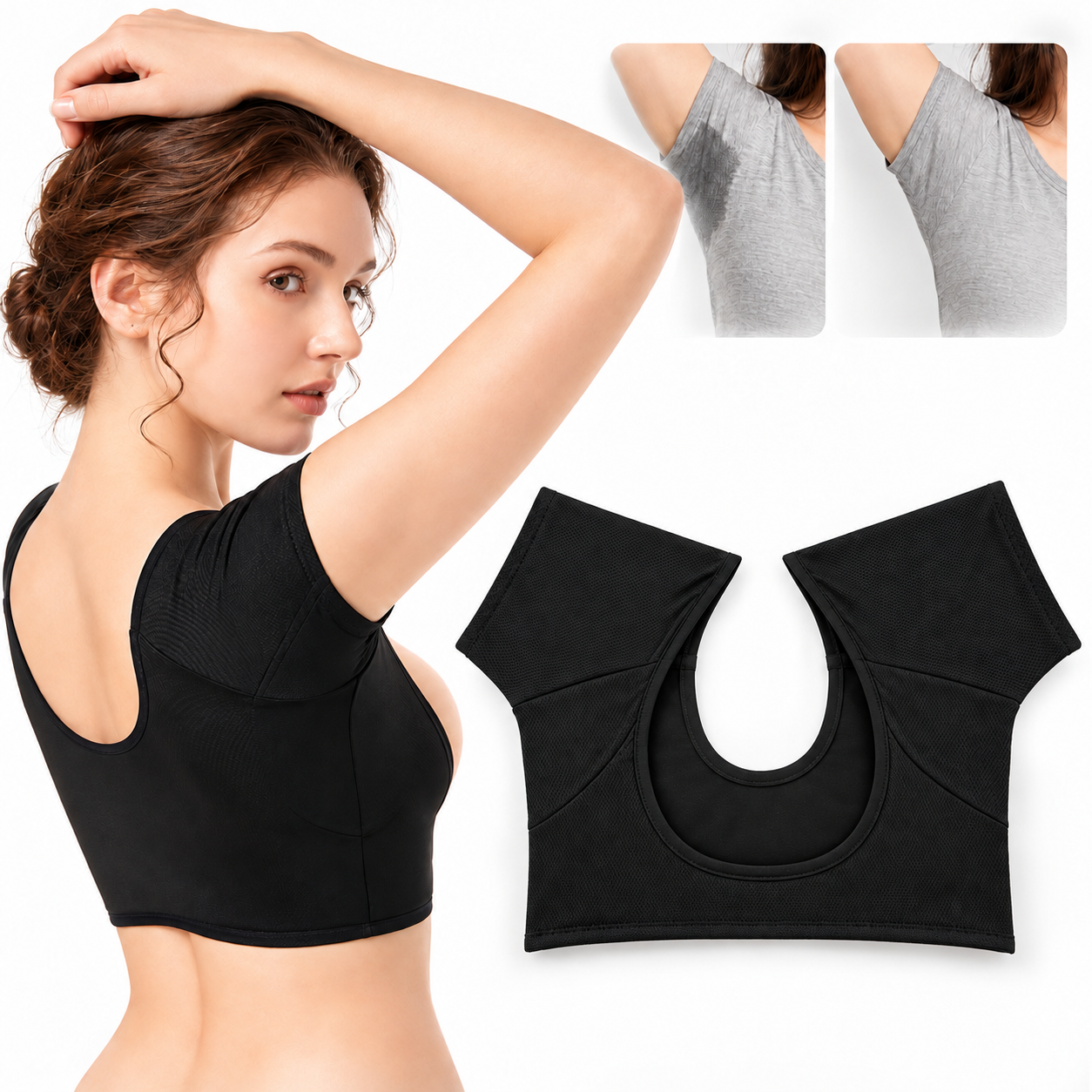 Coussinets de sudation en forme de t-shirt Réutilisables et lavables Pour les aisselles 1