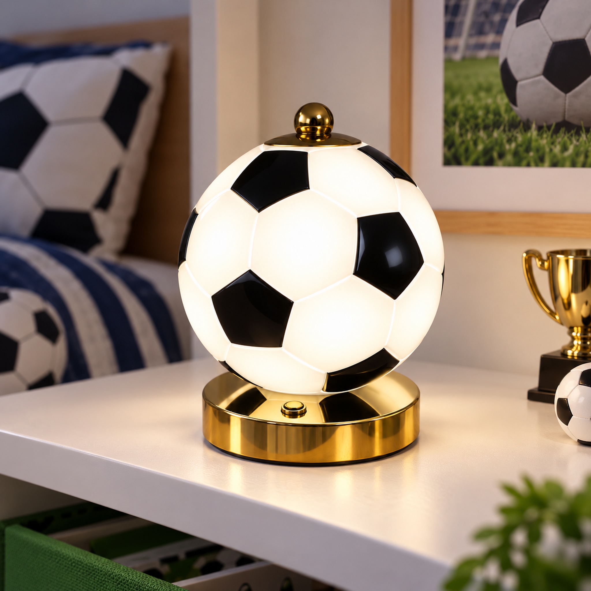 Lampe Ballon de Football LED – مجسم كرة القدم الذهبي للزينة والهدايا 6