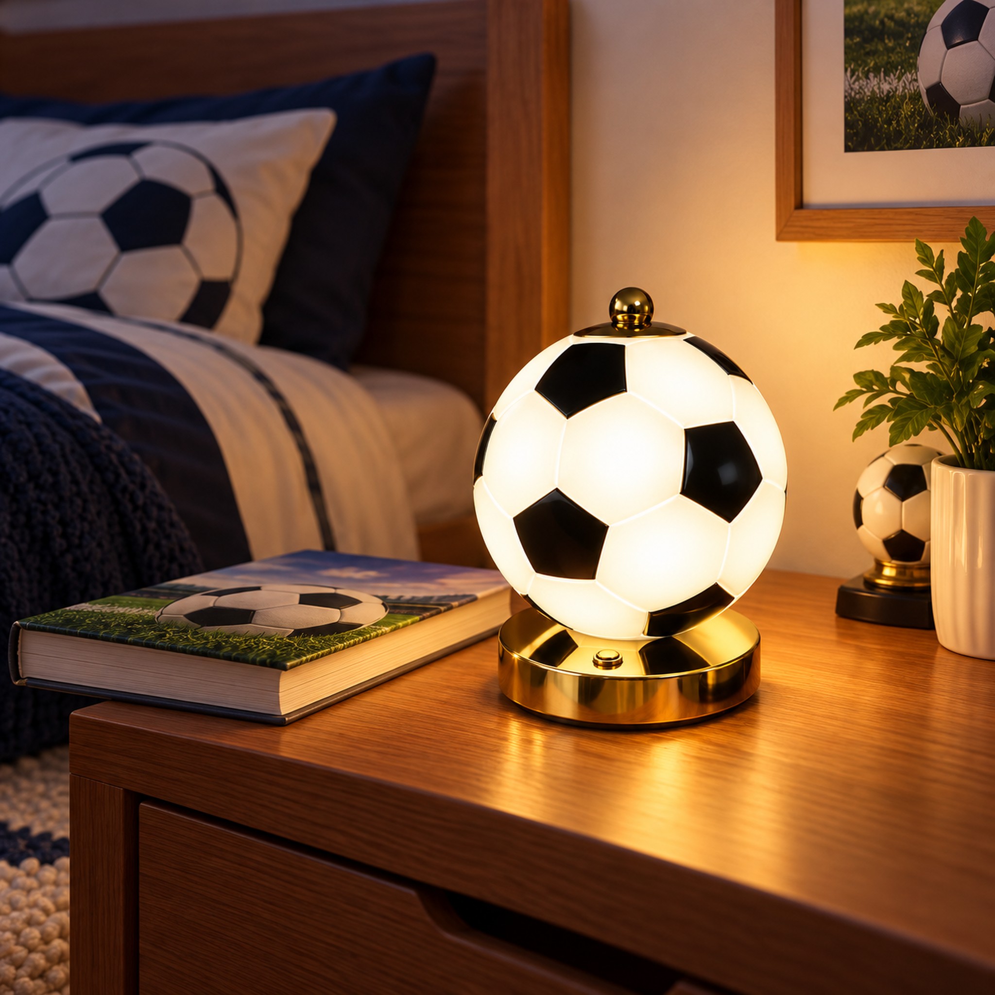 Lampe Ballon de Football LED – مجسم كرة القدم الذهبي للزينة والهدايا 8