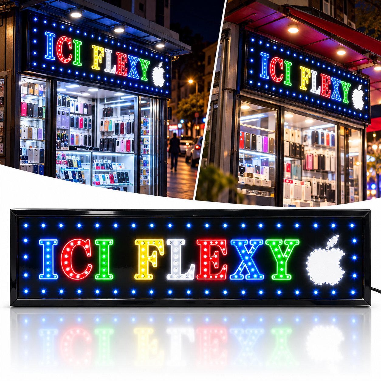 Plaque Lumineuse LED ICI FLEXY 100×25 cm - لافتة إشهارية مضيئة للمحلات والكيوسك 1