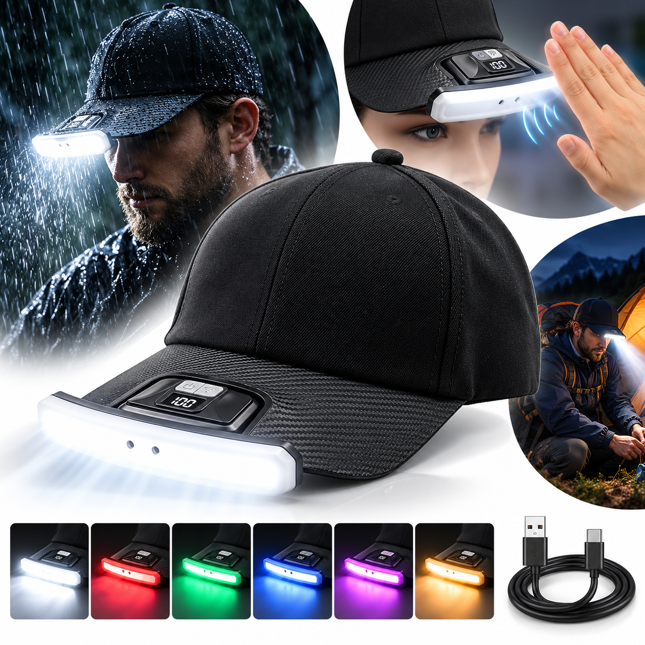Lampe de Casquette LED avec Détecteur de Mouvement X97 - مصباح قبعة بحساس حركة قابل للشحن 2