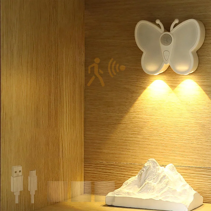 Lampe LED Papillon avec Détecteur de Mouvement Rechargeable USB 1PCS – مصباح فراشة بحساس الحركة قابل للشحن 10