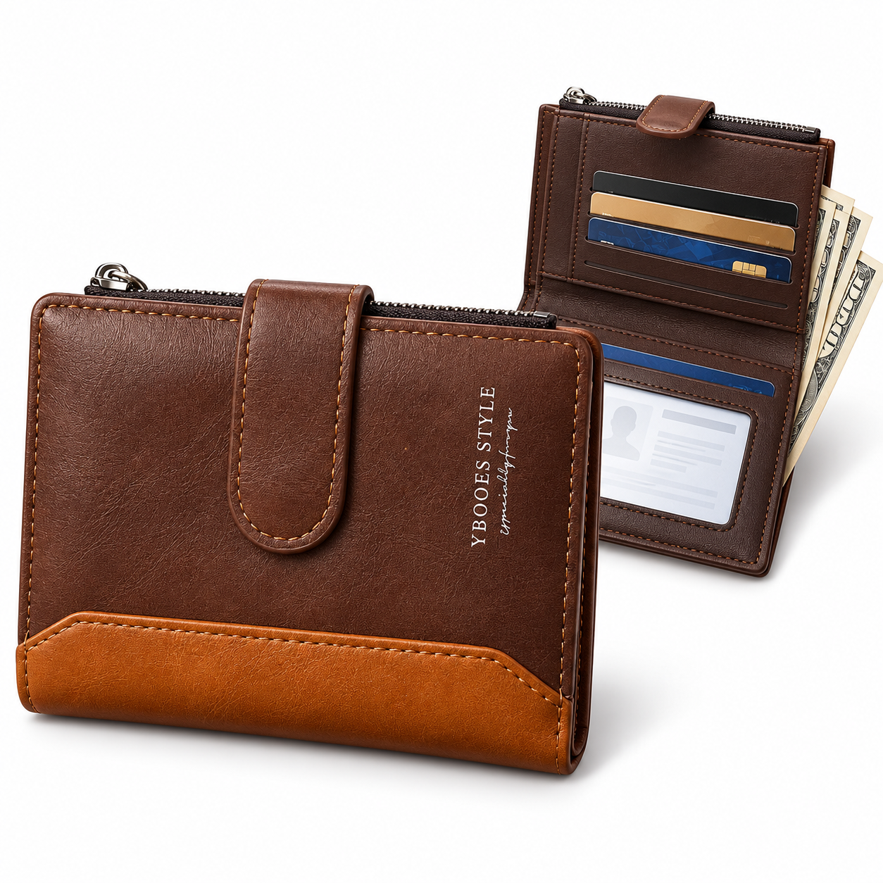 Portefeille YBOOES Style pour Homme Multi-Poches en Simili Cuire - محفظة نقود وبطاقات