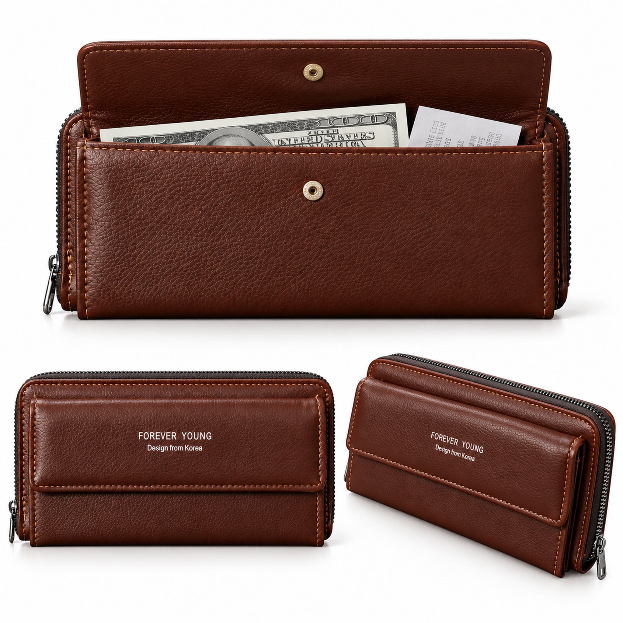 Portefeuille Multifonction en Cuir PU pour Homme et Femme - محفظة جلدية متعددة الجيوب للرجال والنساء 4