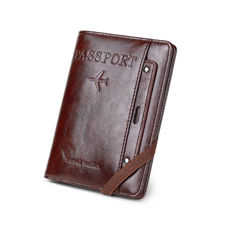 Porte-Passeport de Voyage en Cuir PU avec Protection RFID - محفظة جواز سفر جلدية متعددة الجيوب 9