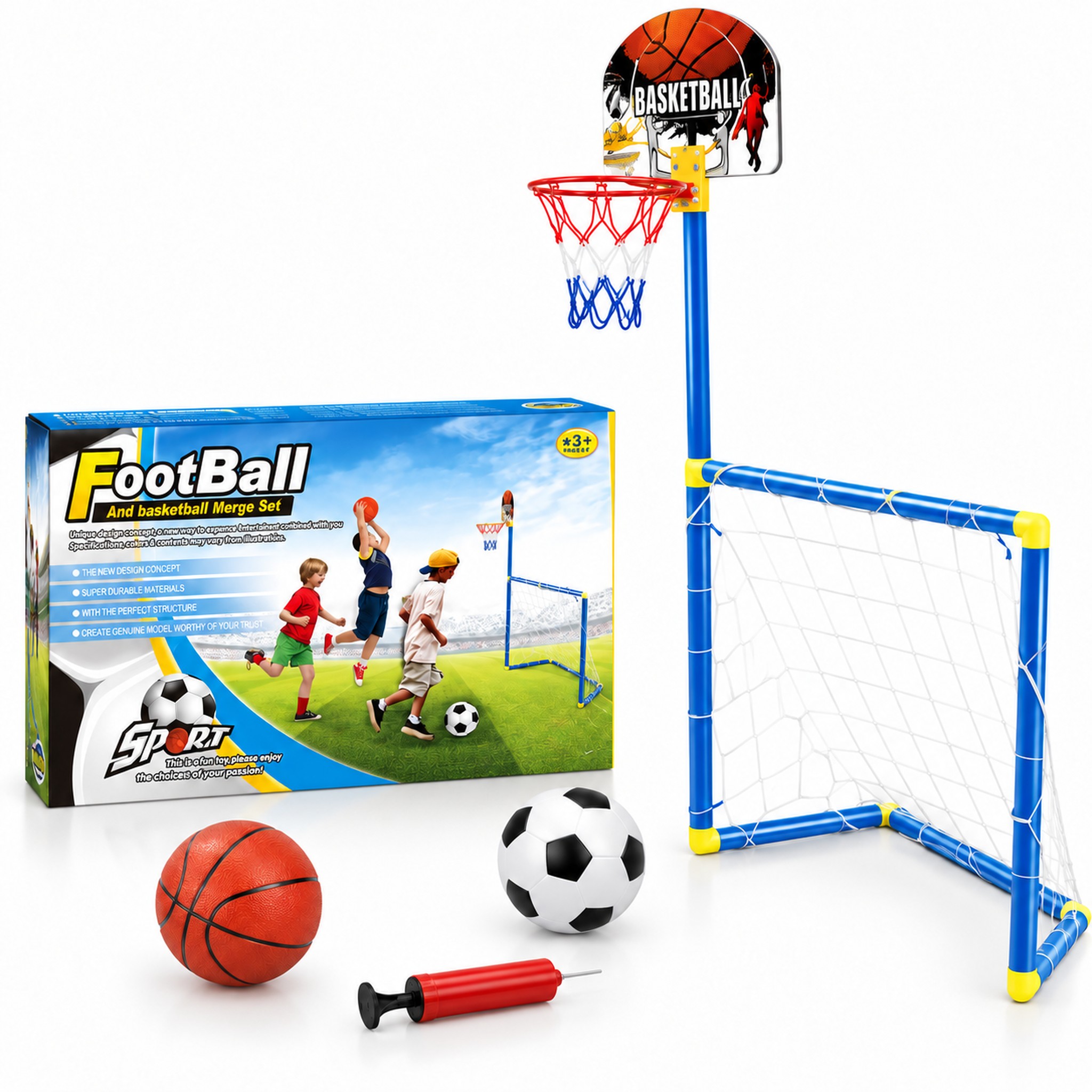 Kit de Jeux 2 en 1 Football, Basketball - مجموعة ألعاب رياضية 2 في 1 (كرة قدم، سلة، ) - 3