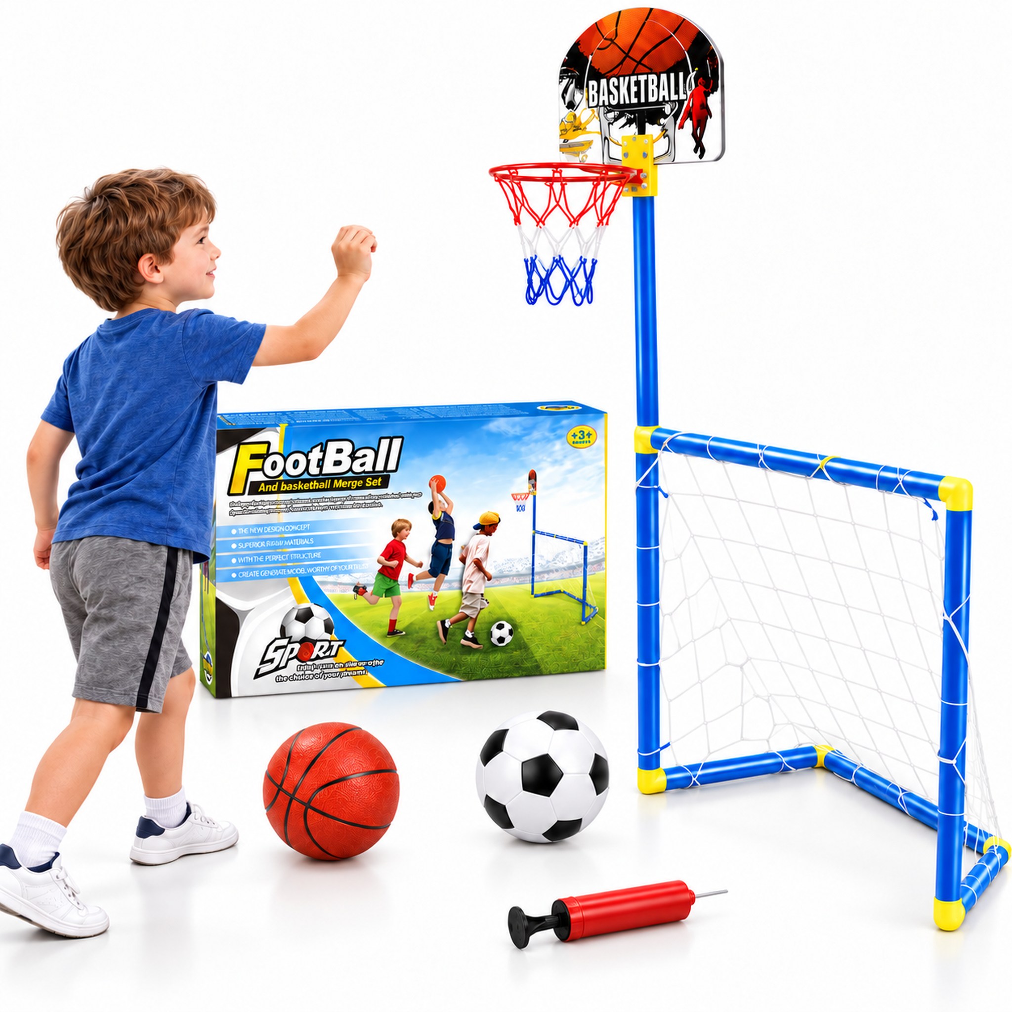 Kit de Jeux 2 en 1 Football, Basketball - مجموعة ألعاب رياضية 2 في 1 (كرة قدم، سلة، ) - 5