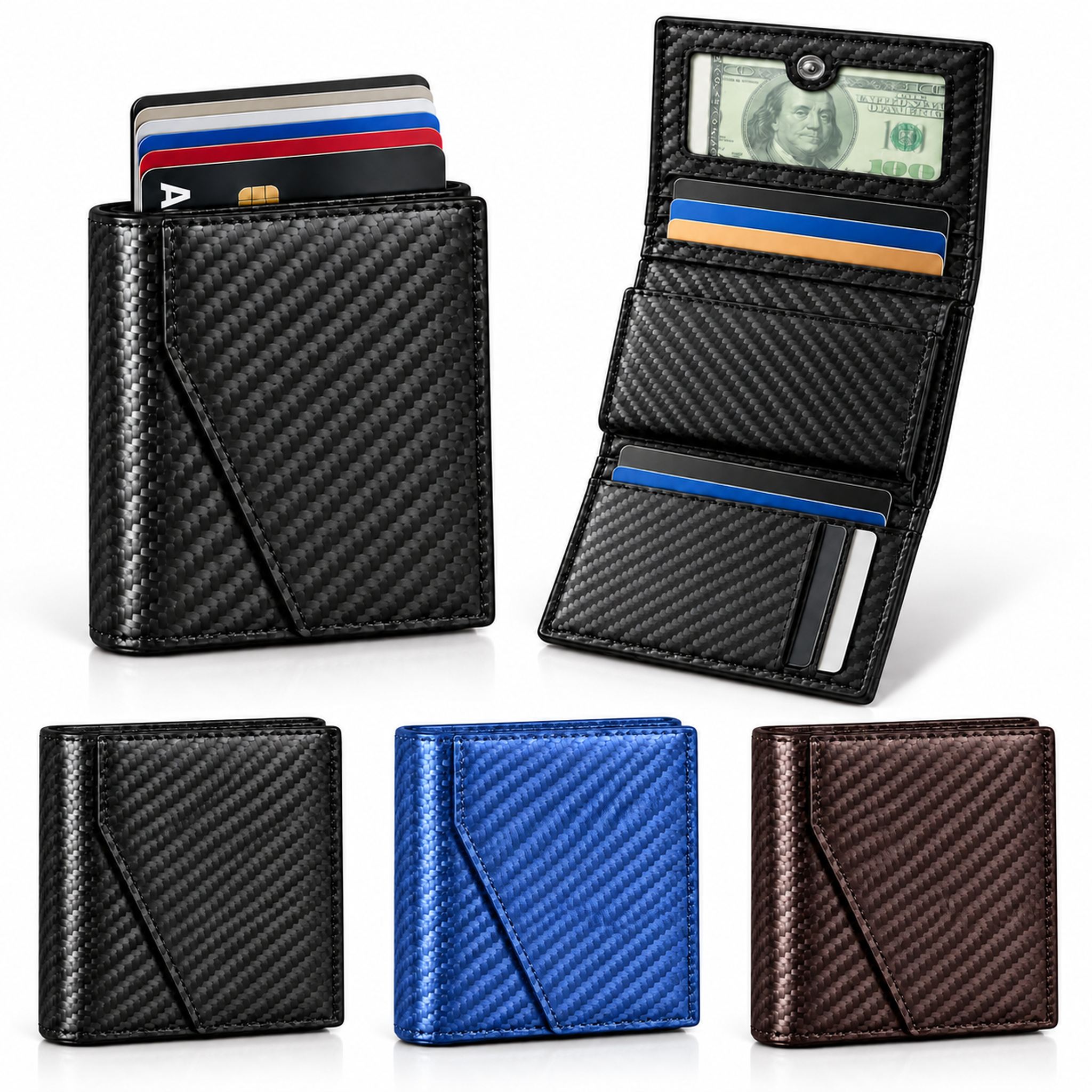 Porte-cartes Pop Up avec Rangement pour Billets - حامل بطاقات بآلية إخراج سريعة وجيب جانبي للنقود 2