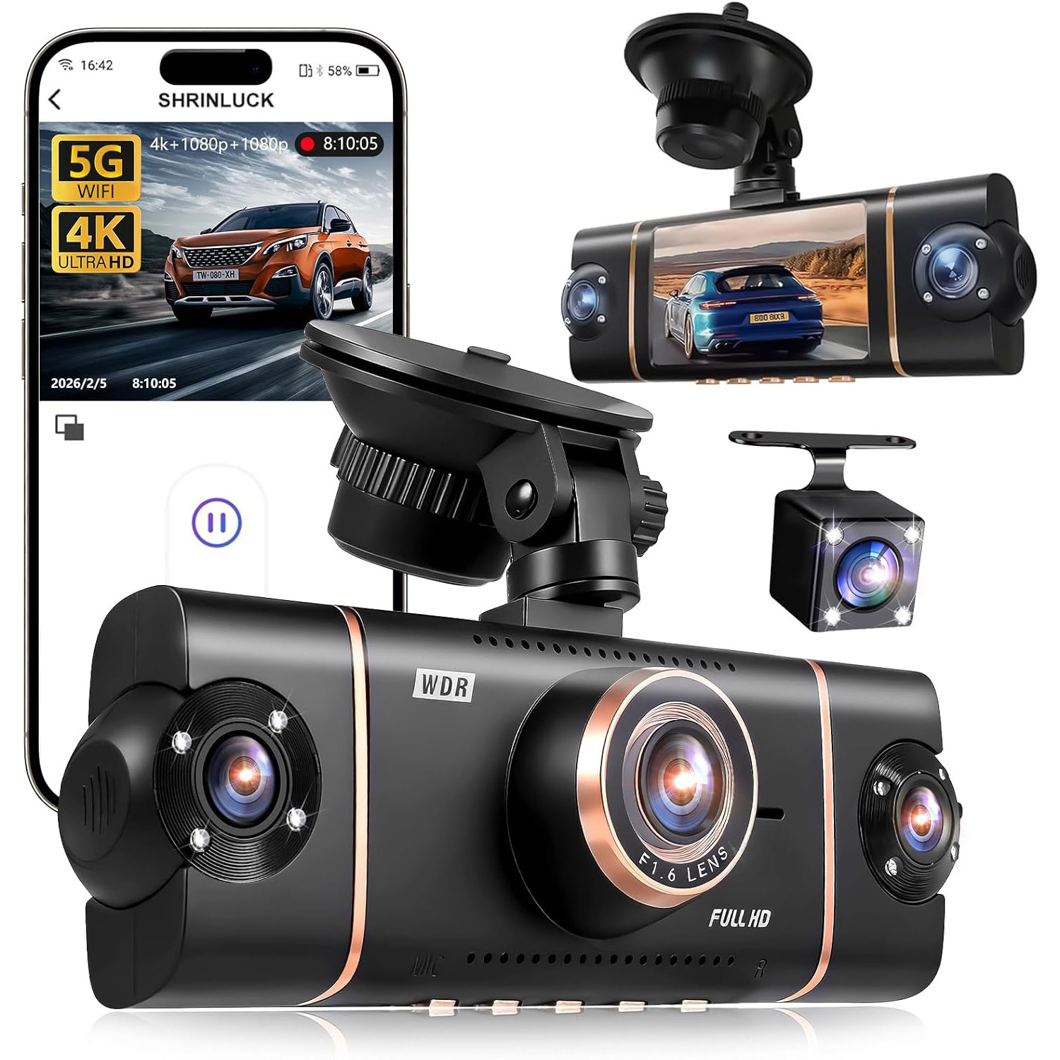 Dash Cam Voiture 4 Caméras 360° WiFi avec Vision Nocturne - كاميرا مراقبة سيارة 4 عدسات بتصوير 360 درجة ورؤية ليلية 2