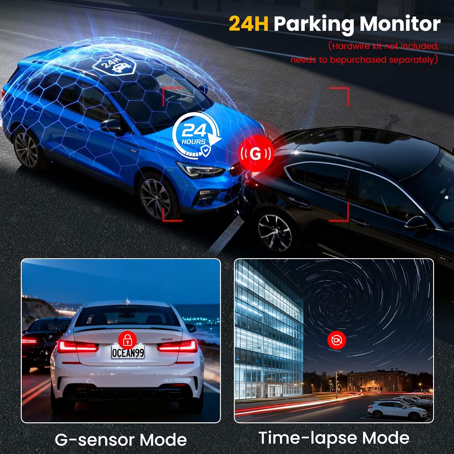 Dash Cam Voiture 4 Caméras 360° WiFi avec Vision Nocturne - كاميرا مراقبة سيارة 4 عدسات بتصوير 360 درجة ورؤية ليلية 8