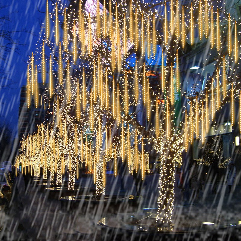 Lumière de Pluie de Météores LED Jaune Chaud 8 Pièces - أضواء شهب متساقطة باللون الذهبي الدافئ 8 قطع 6