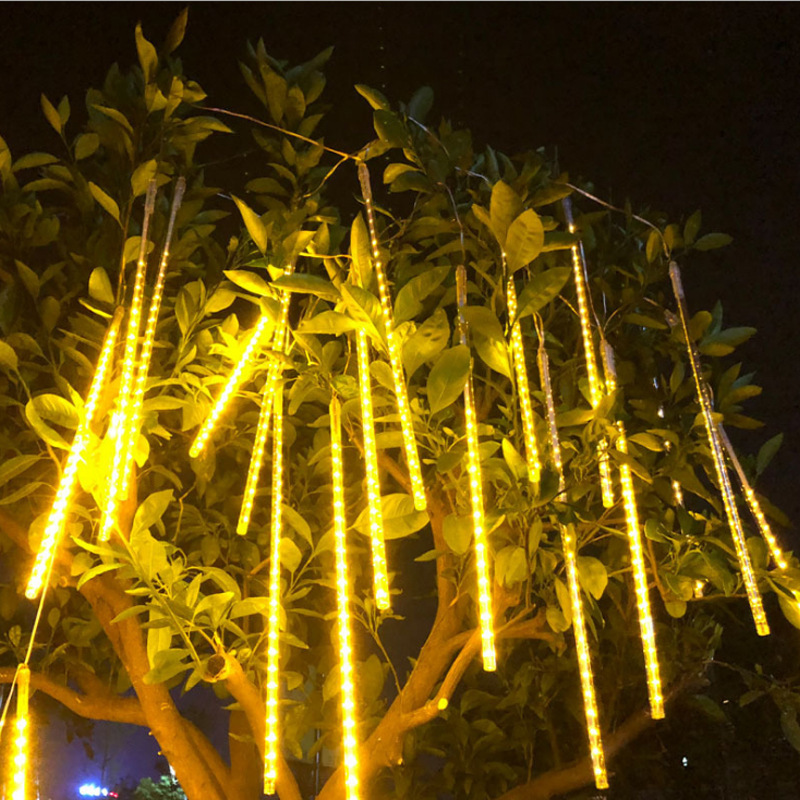 Lumière de Pluie de Météores LED Jaune Chaud 8 Pièces - أضواء شهب متساقطة باللون الذهبي الدافئ 8 قطع - 4