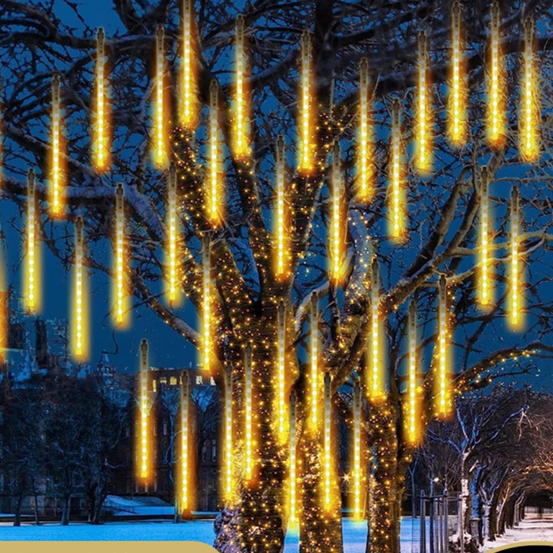 Lumière de Pluie de Météores LED Jaune Chaud 8 Pièces - أضواء شهب متساقطة باللون الذهبي الدافئ 8 قطع - 6