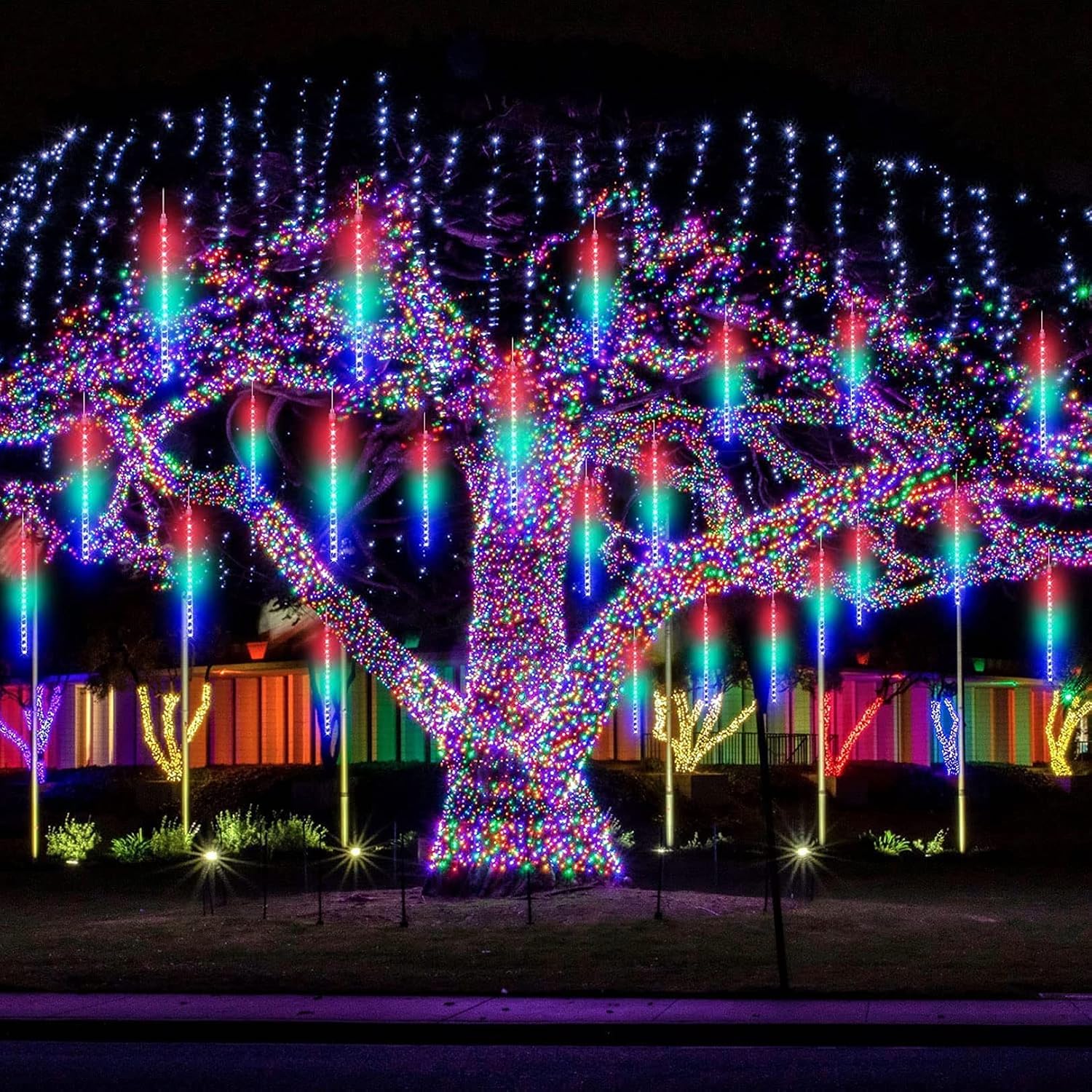 Lumière de Pluie de Météores LED RGB 8 Pièces pour Extérieur - أضواء شهب متساقطة ملونة لتزيين الحدائق والواجهات 8 قطع 4