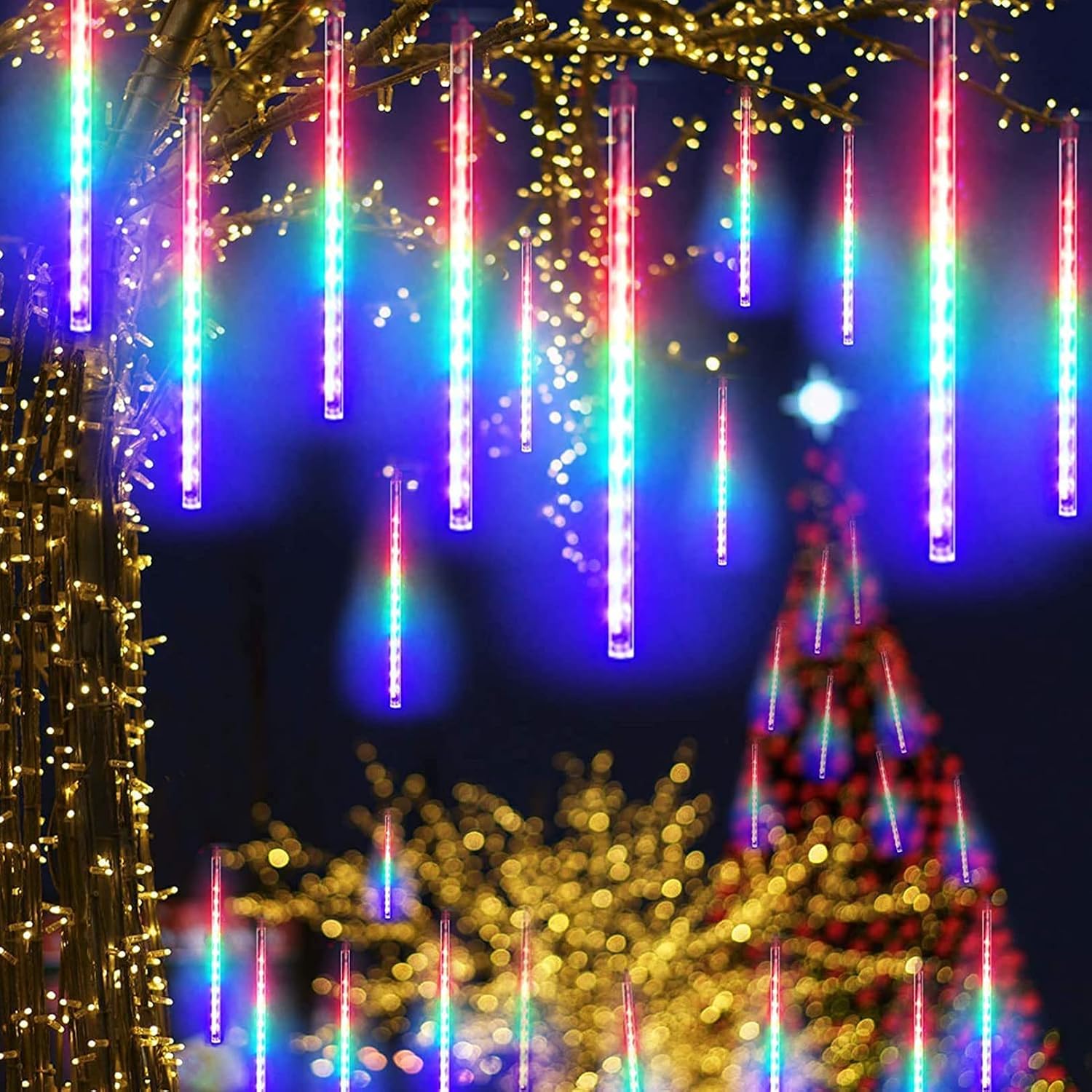 Lumière de Pluie de Météores LED RGB 8 Pièces pour Extérieur - أضواء شهب متساقطة ملونة لتزيين الحدائق والواجهات 8 قطع 6