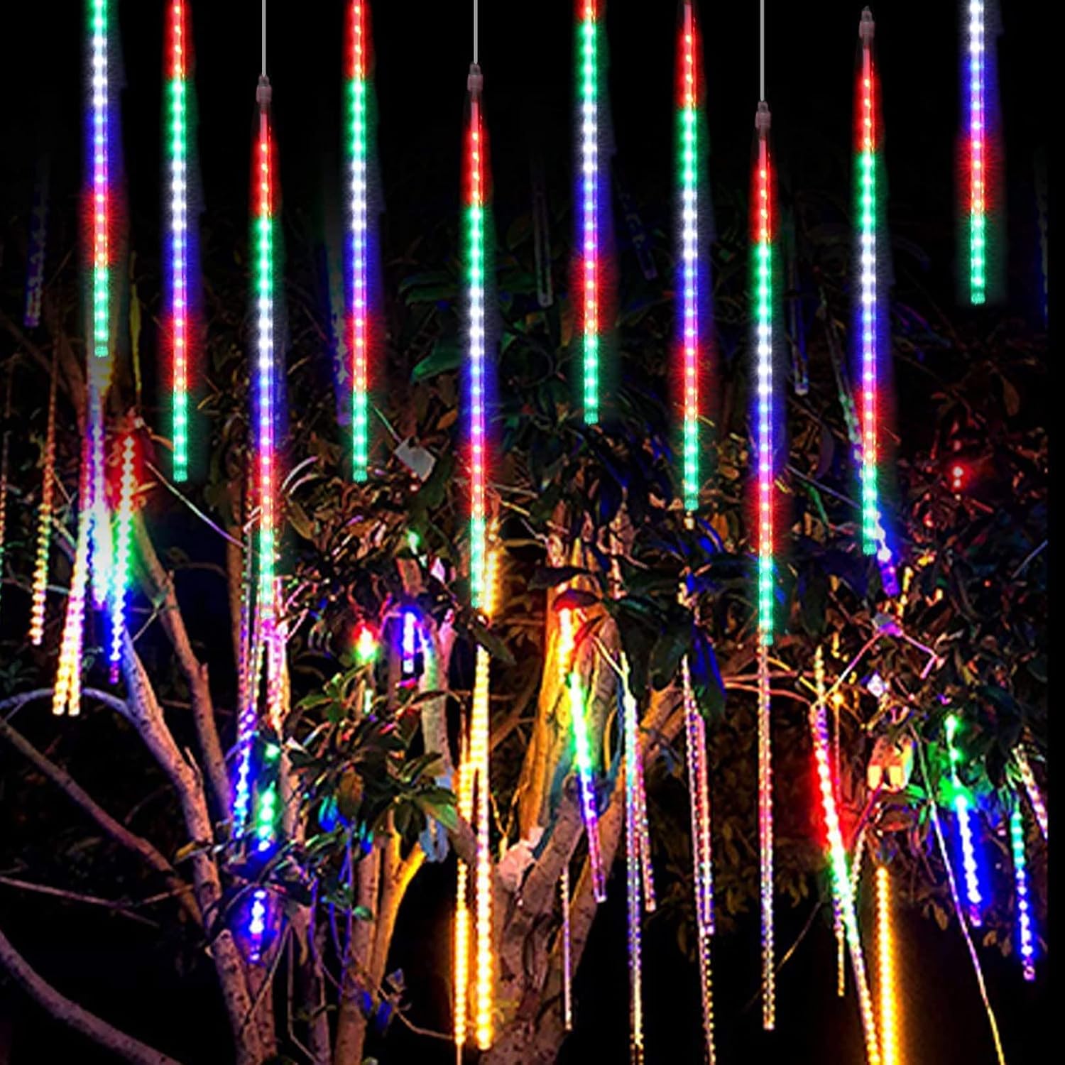 Lumière de Pluie de Météores LED RGB 8 Pièces pour Extérieur - أضواء شهب متساقطة ملونة لتزيين الحدائق والواجهات 8 قطع 7