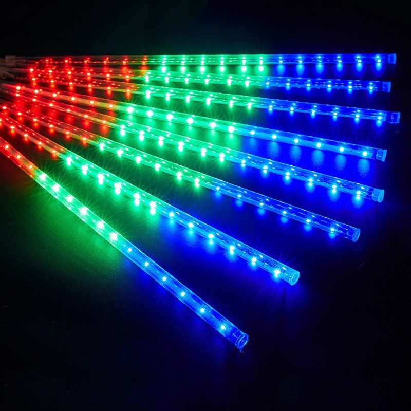 Lumière de Pluie de Météores LED RGB 8 Pièces pour Extérieur - أضواء شهب متساقطة ملونة لتزيين الحدائق والواجهات 8 قطع 8