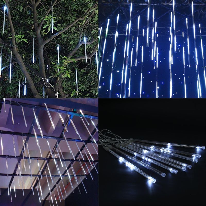 Lumière de Pluie de Météores LED Blanc 8 Pièces pour Extérieur - أضواء شهب متساقطة بيضاء لتزيين الحدائق والواجهات 8 قطع 5