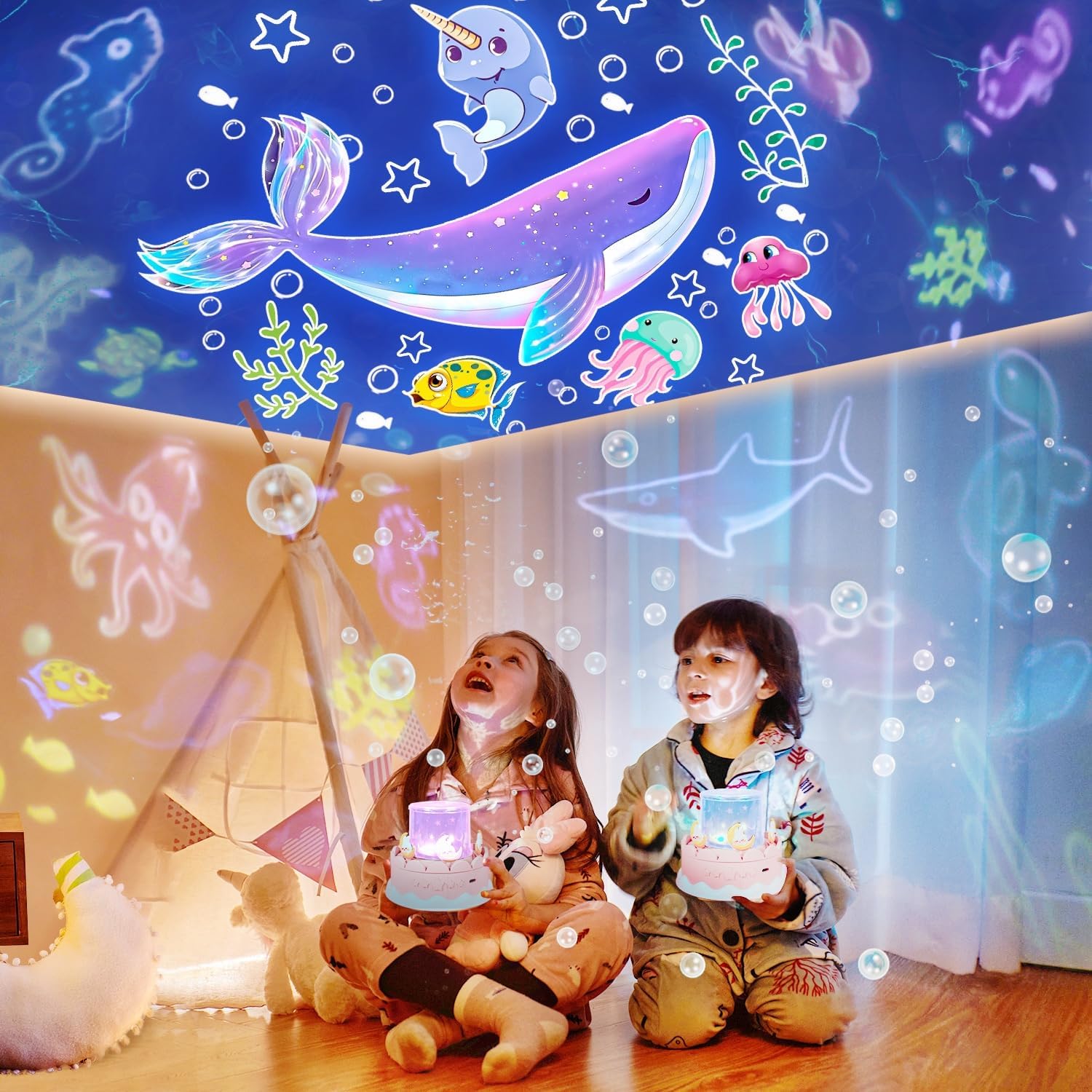 Projecteur Ciel Étoilé LED 360° avec 21 Films et Musique - مصباح إسقاط النجوم للأطفال مع 21 مشهدًا وموسيقى 4