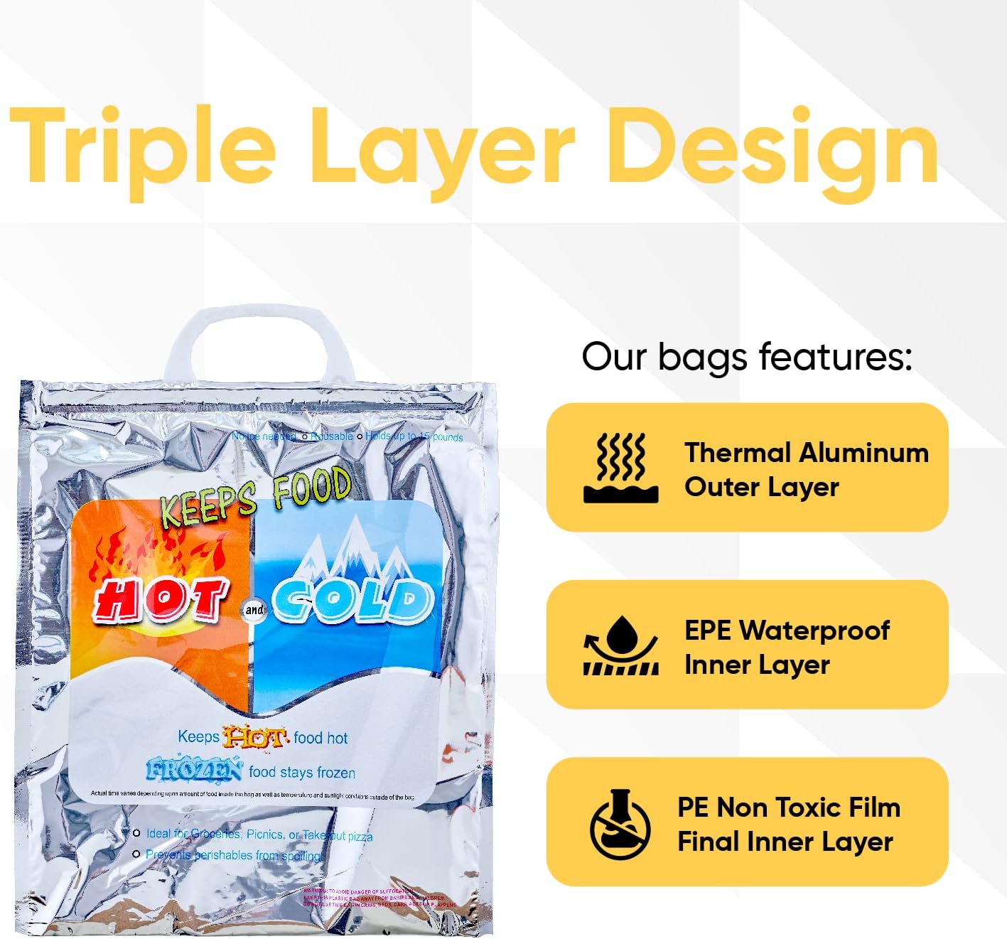 Sac Isotherme Chaud et Froid Moyen 45×40 cm - حقيبة عازلة للأطعمة الساخنة والباردة 4