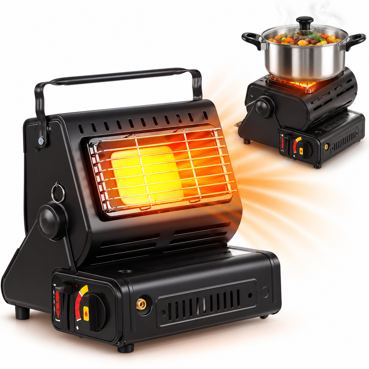 Chauffage à Gaz Portable 2 en 1 avec Allumage Piézo - مدفأة غاز محمولة 2 في 1 للتدفئة وتسخين الطعام 2