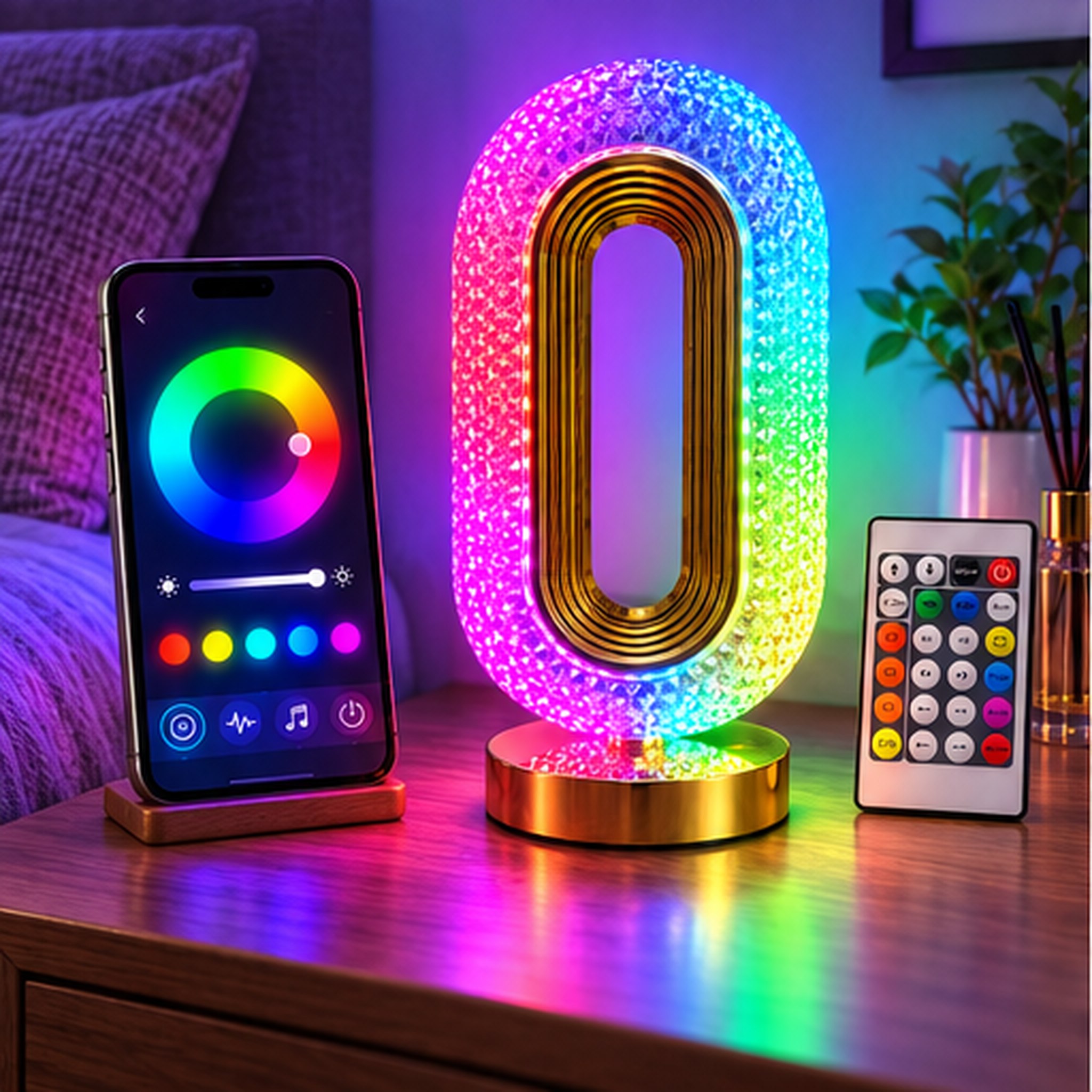 Lampe de Chevet LED RGB Forme Œil avec Télécommande et Contrôle par Application - مصباح ديكوري بشكل عين بإضاءة وتحكم بالريموت والهاتف 1