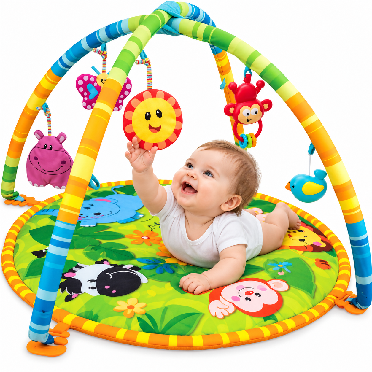 Tapis d’Éveil et d’Activités pour Bébé avec Arches 75×50 cm - بساط لعب وأنشطة للرضع بأقواس وألعاب معلّقة 2