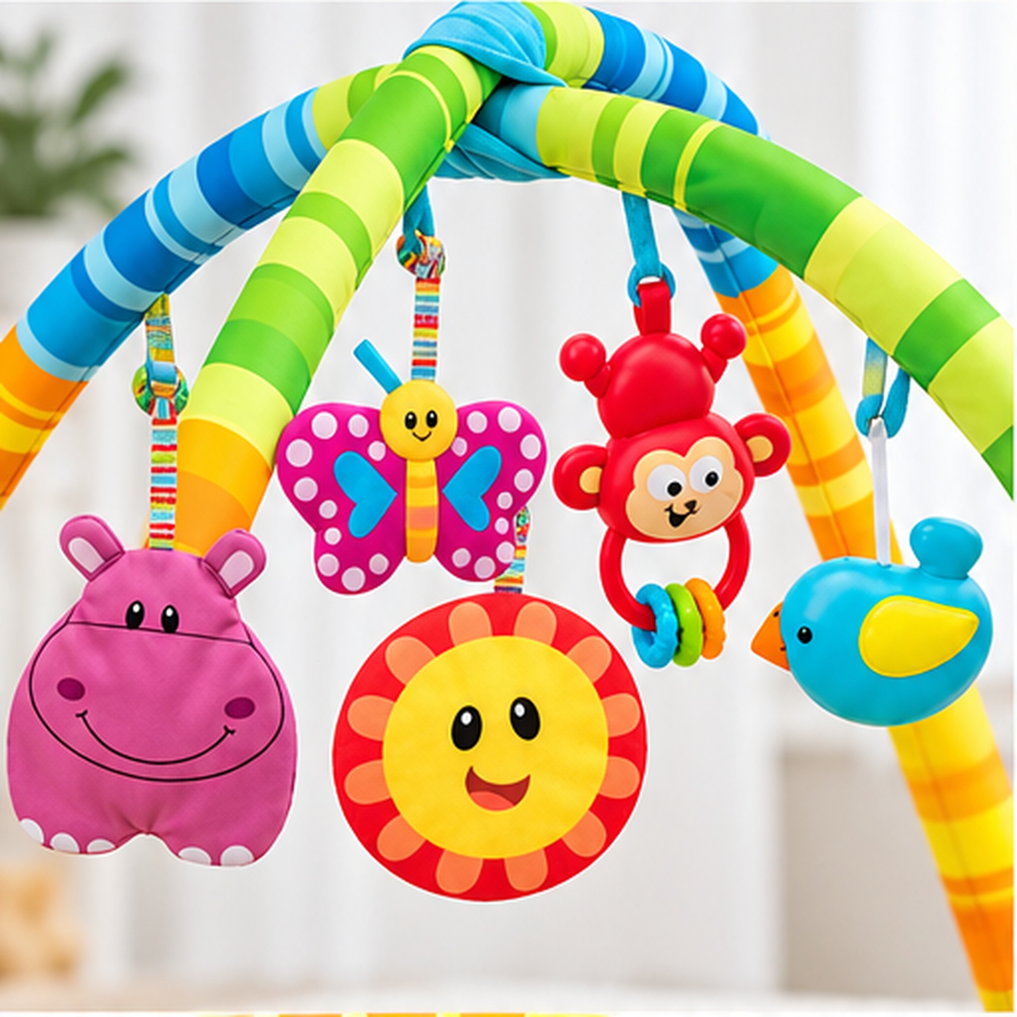 Tapis d’Éveil et d’Activités pour Bébé avec Arches 75×50 cm - بساط لعب وأنشطة للرضع بأقواس وألعاب معلّقة 5