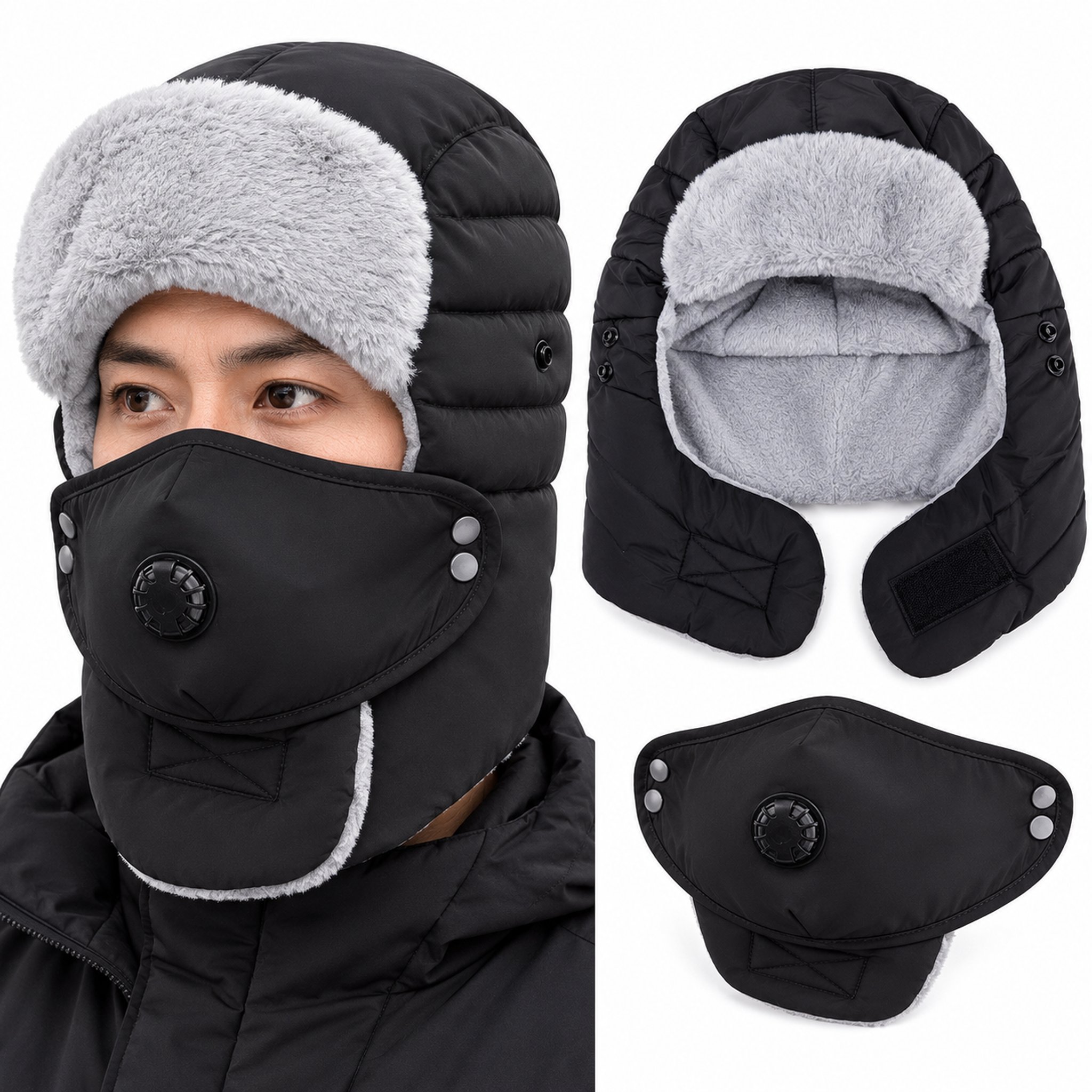 Bonnet d'Hiver Imperméable Coupe-Vent avec Cache-Oreilles et Masque - قبعة شتوية مقاومة للماء والرياح مع حماية الأذنين والوجه 3