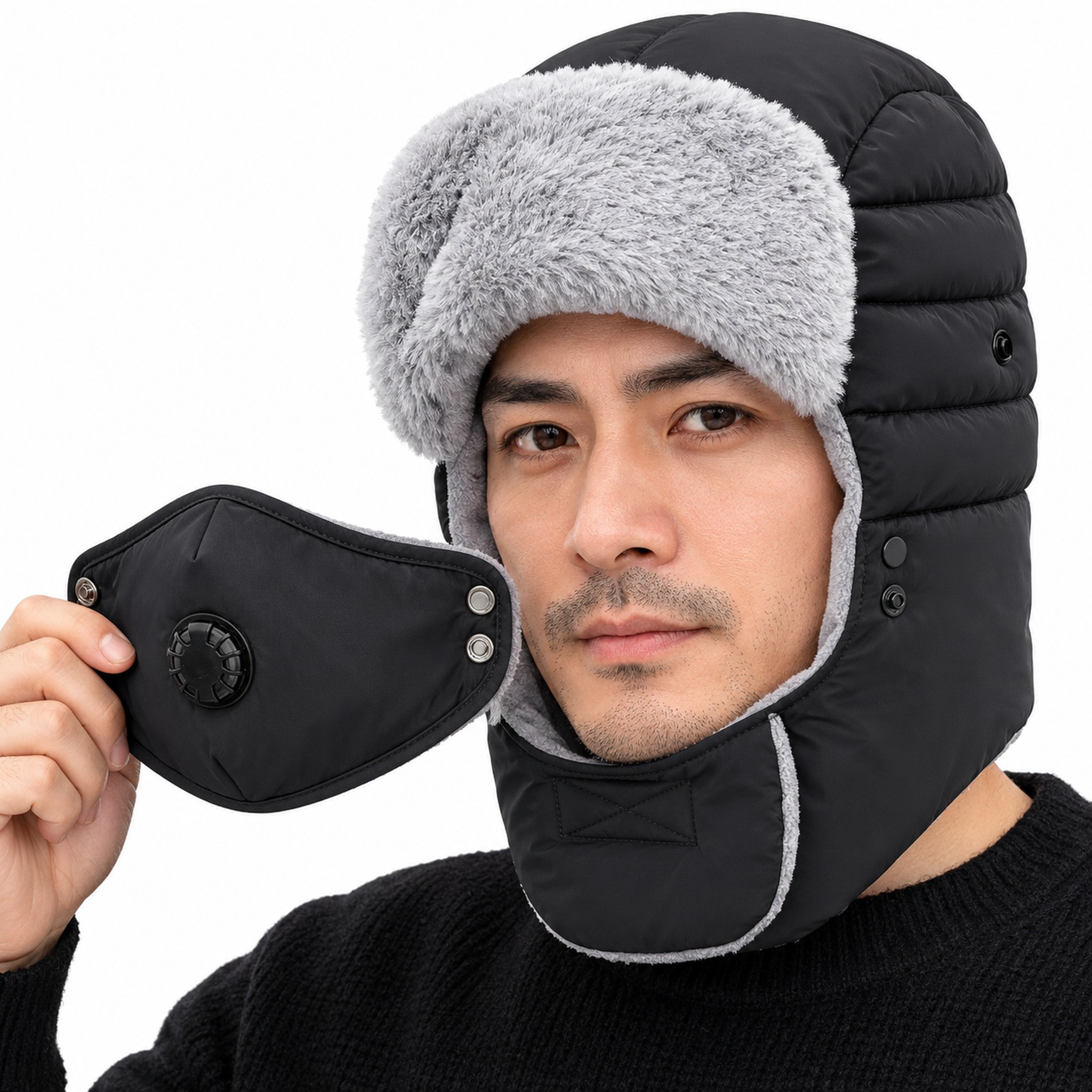 Bonnet d'Hiver Imperméable Coupe-Vent avec Cache-Oreilles et Masque - قبعة شتوية مقاومة للماء والرياح مع حماية الأذنين والوجه 4