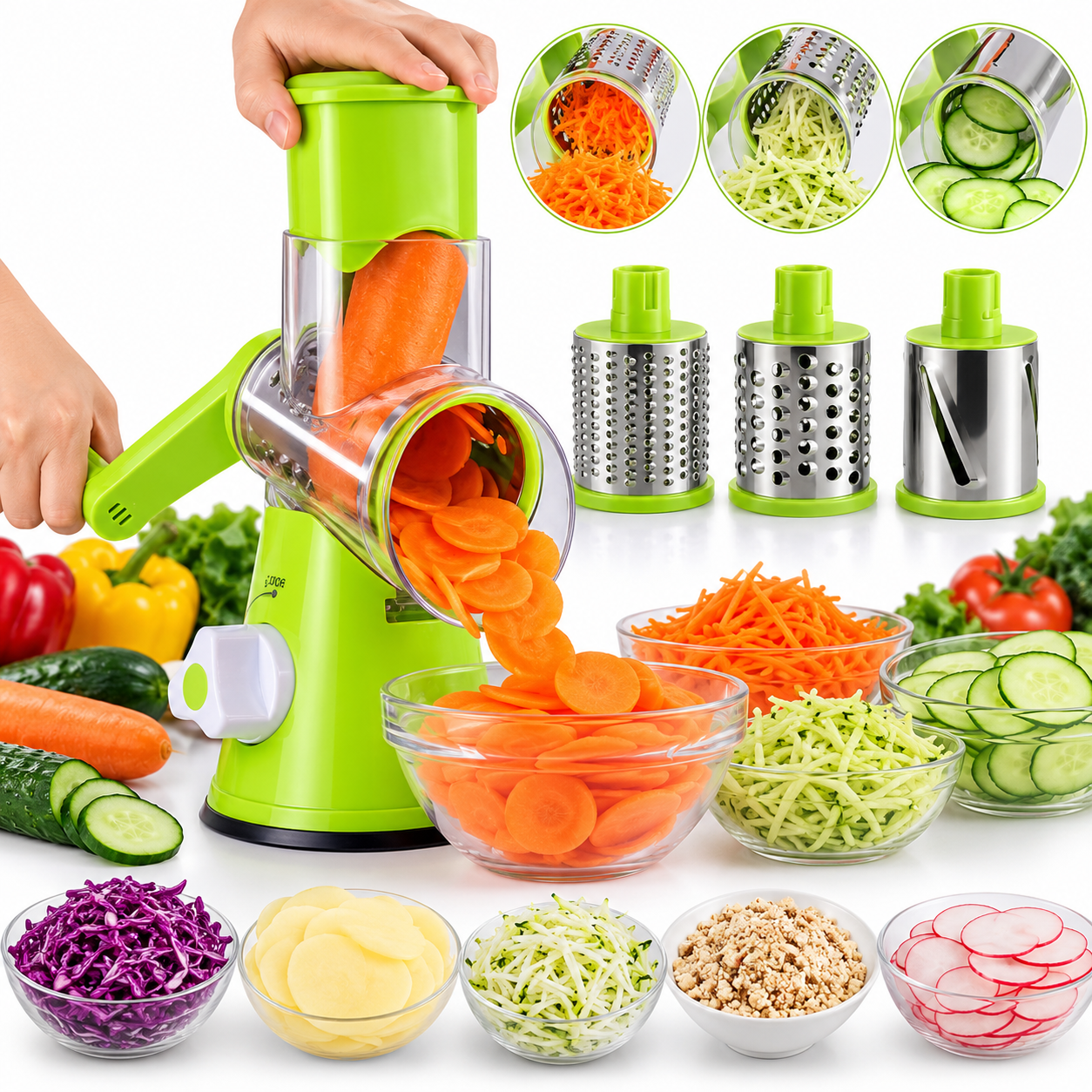 Coupe-légumes multifonctionnel, trancheuse ronde 3 En 1 2